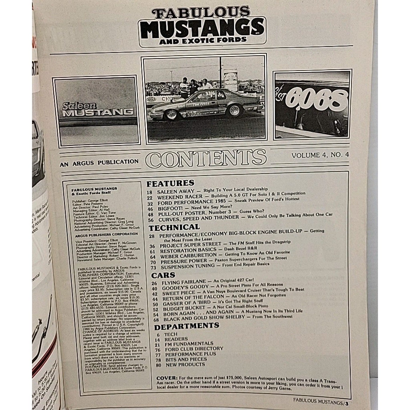 Fabulous Mustangs And Exotic Fords Magazine November 1984 Volume 4 Number 4
