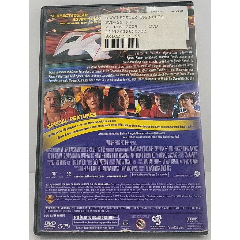 Speed Racer (DVD, 2008, Widescreen)