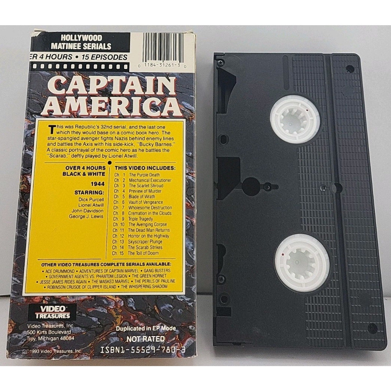 Captain America VHS Hollywood Matinee Serials 1944 Video Treasures