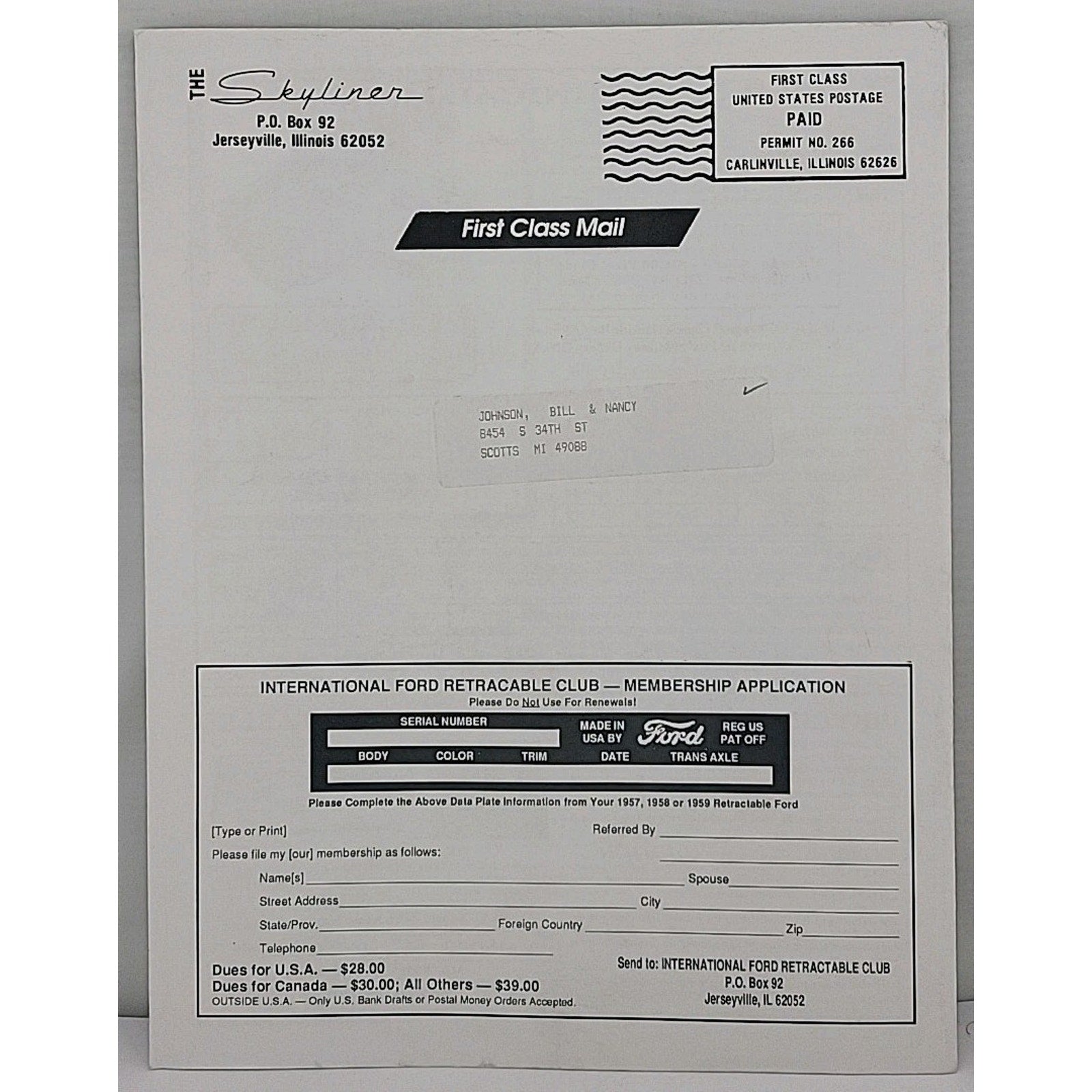 The Skyliner - International Retractable Club - December 1993 Number 150