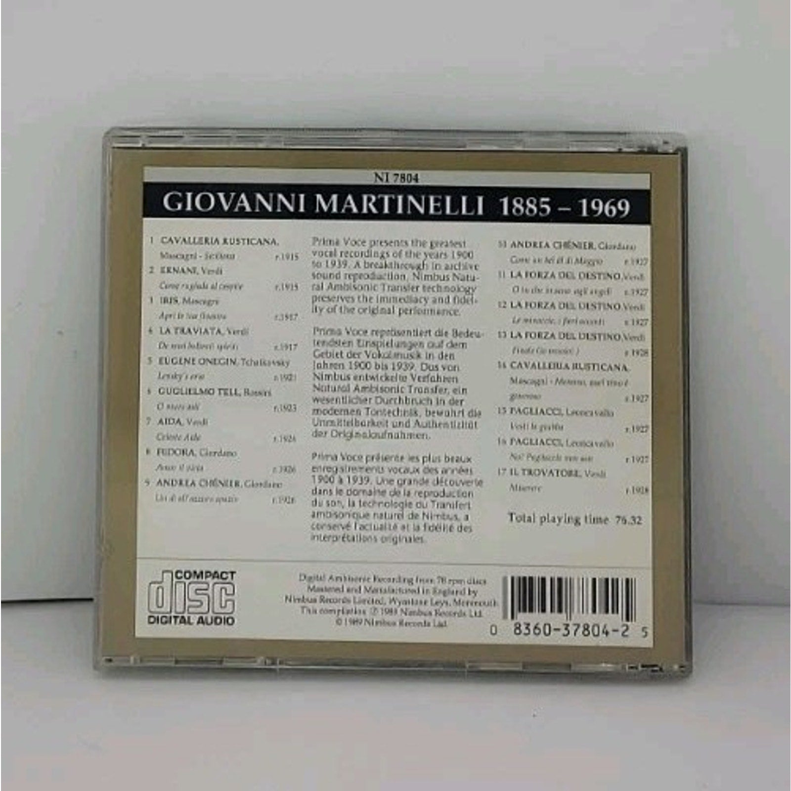 Giovanni Martinelli - Prima Voce (Nimbus Records CD)