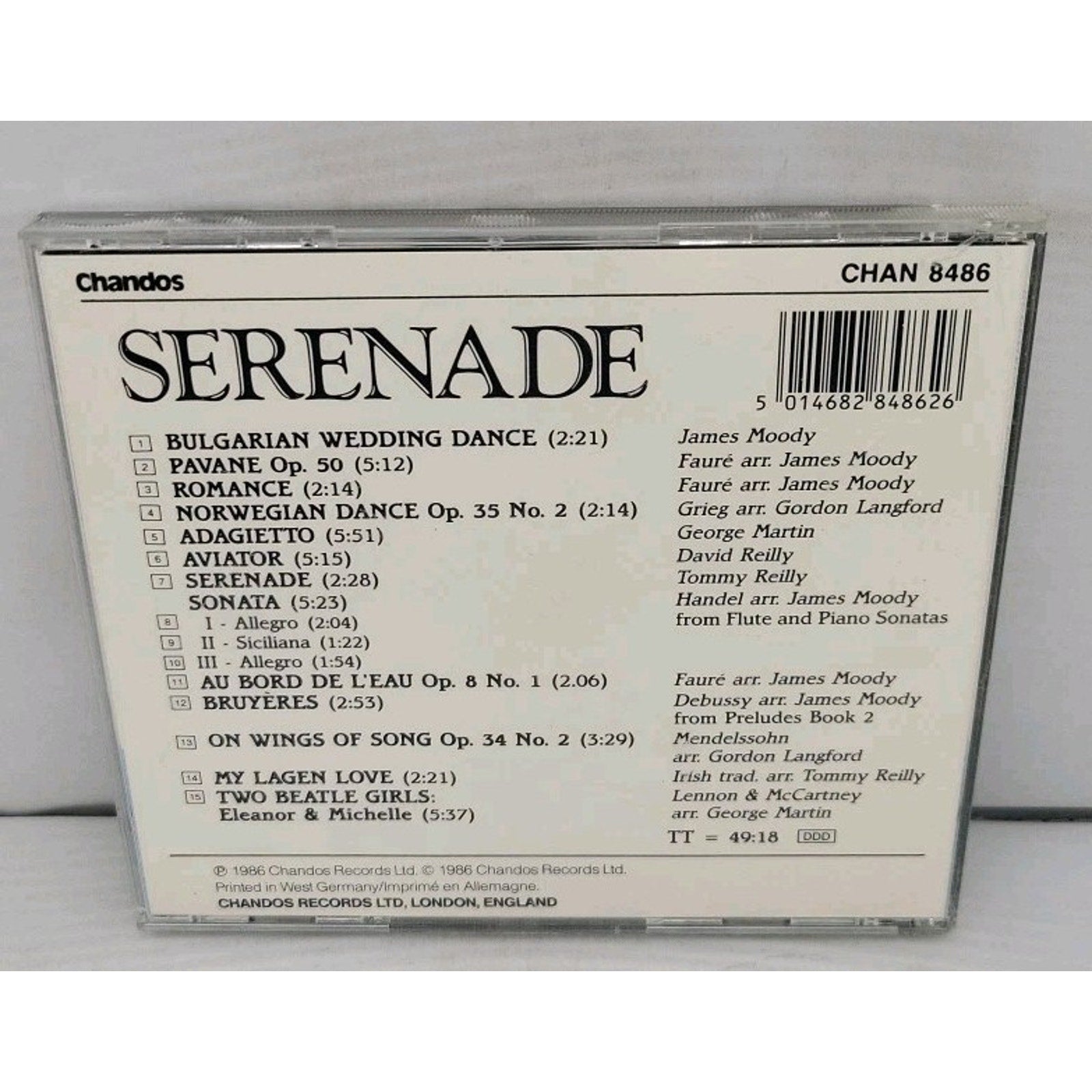 Chandos Serenade Tommy Reilly CD Classical Chamber Music 1986