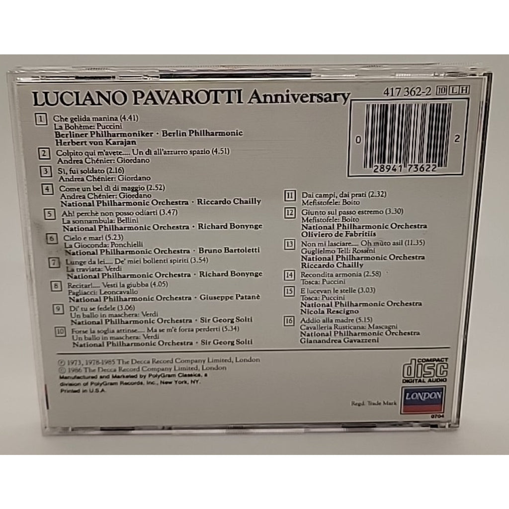 Anniversary Arias by Luciano Pavarotti (CD, 1990)