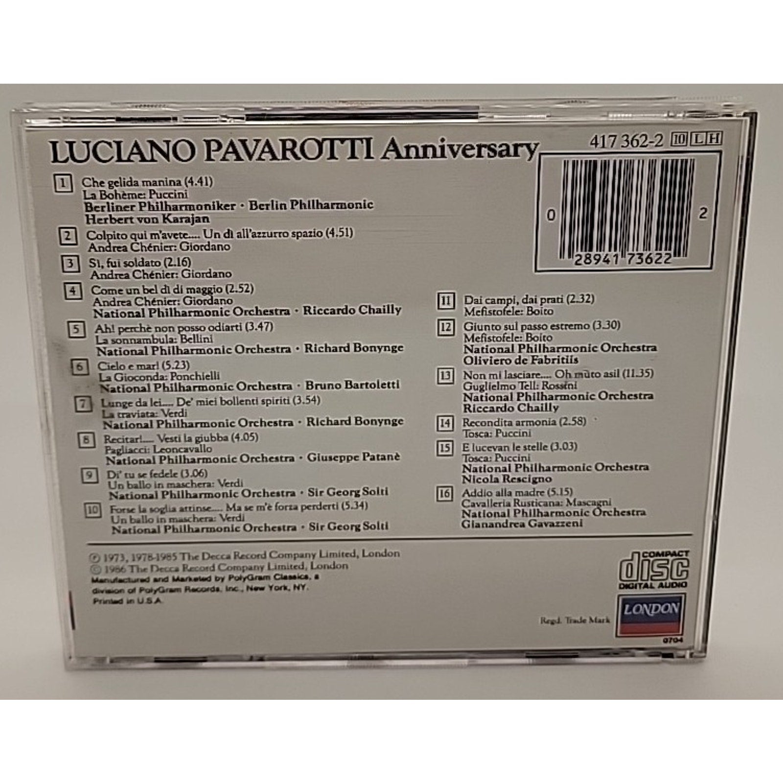Anniversary Arias by Luciano Pavarotti (CD, 1990)