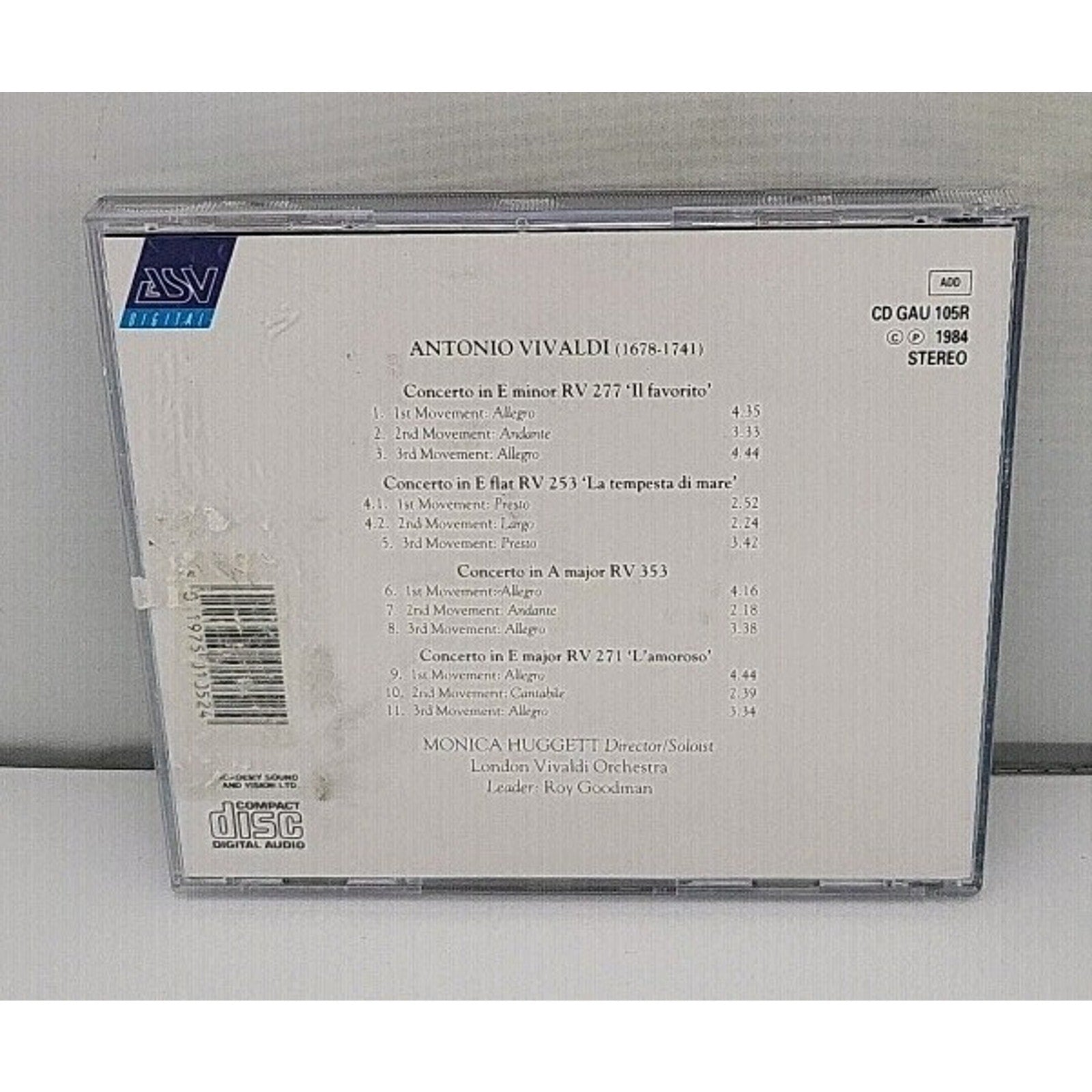 Antonio Vivaldi Violin Concertos CD Monica Huggett London Vivaldi