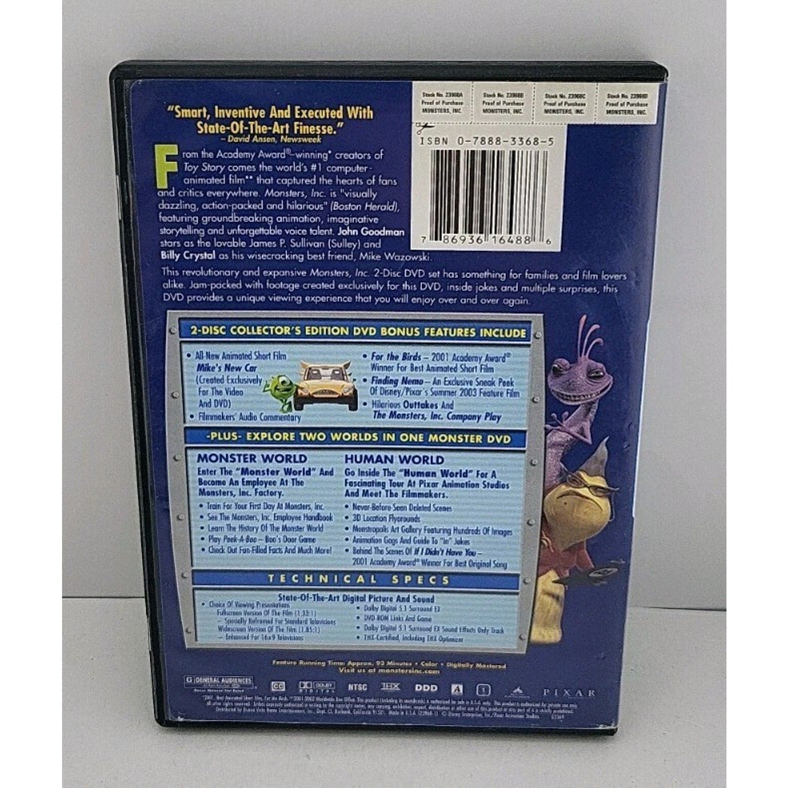 Monsters, Inc. (DVD, 2002, 2-Disc Set, Collectors Edition)