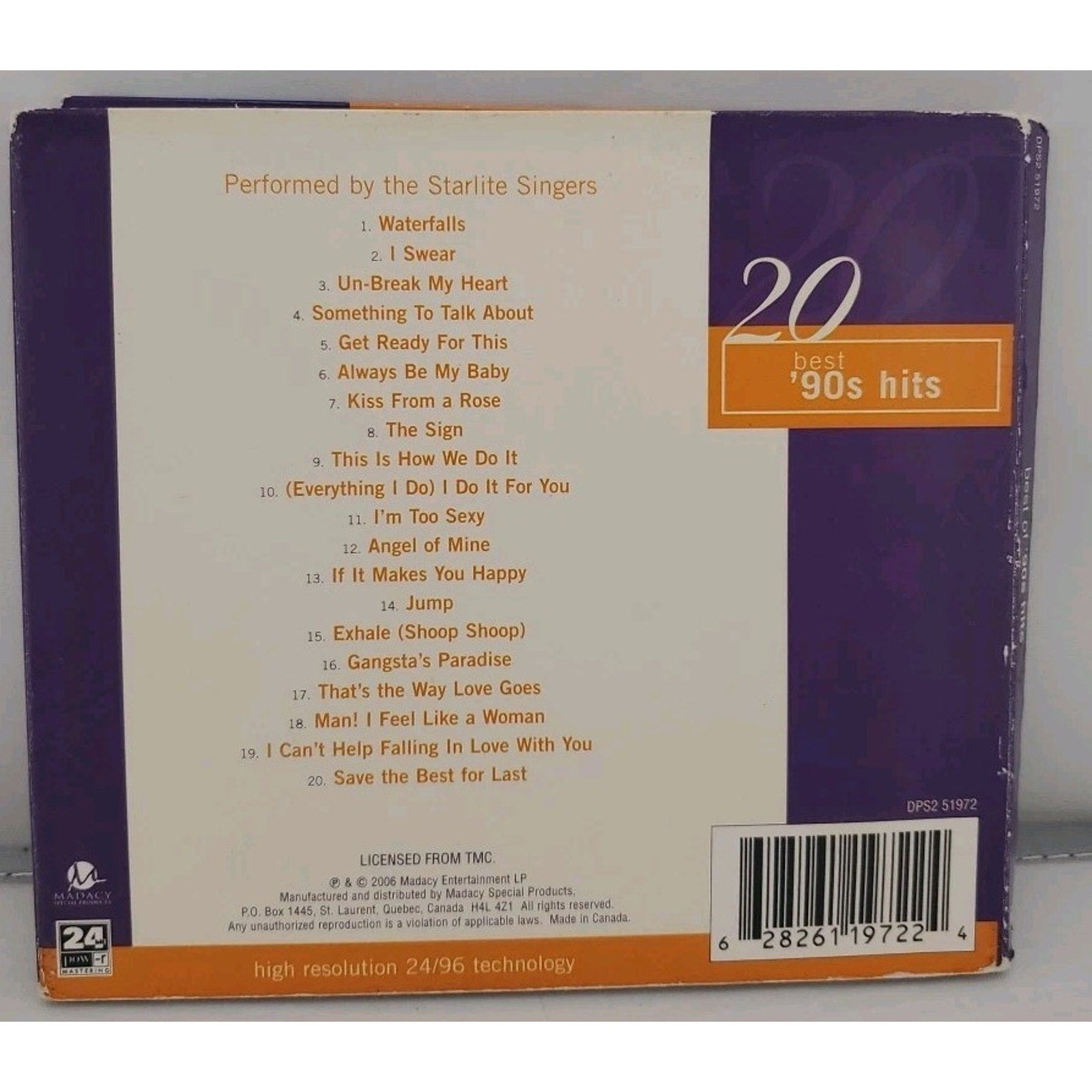 20 Best of 90s Hits by Starlite Singers (CD, 2006)