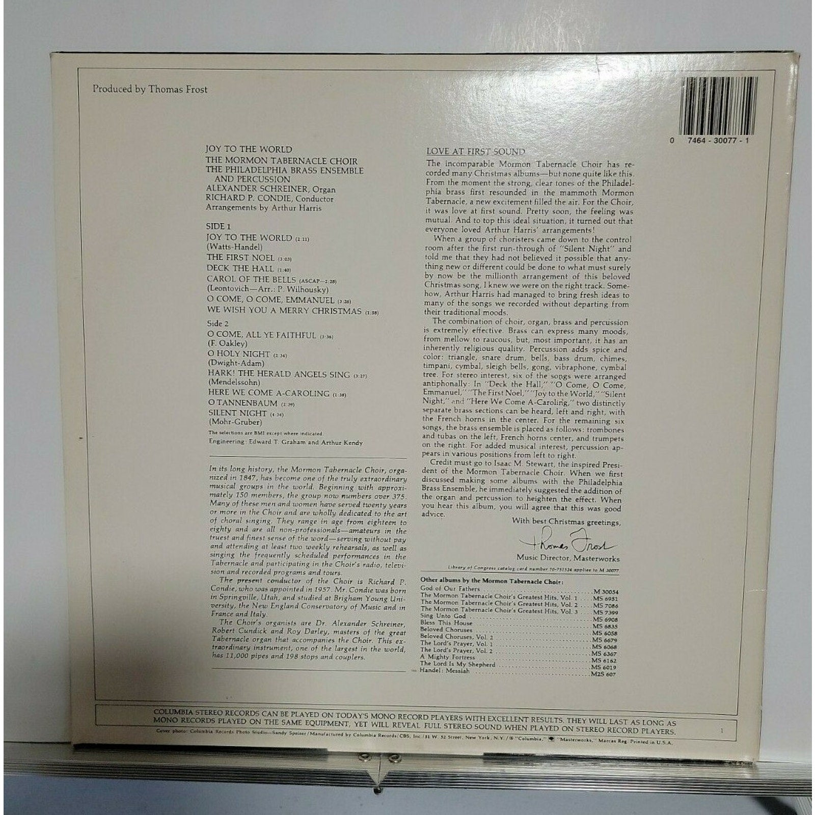 The Mormon Tabernacle Choir - Joy To The World (Vinyl)