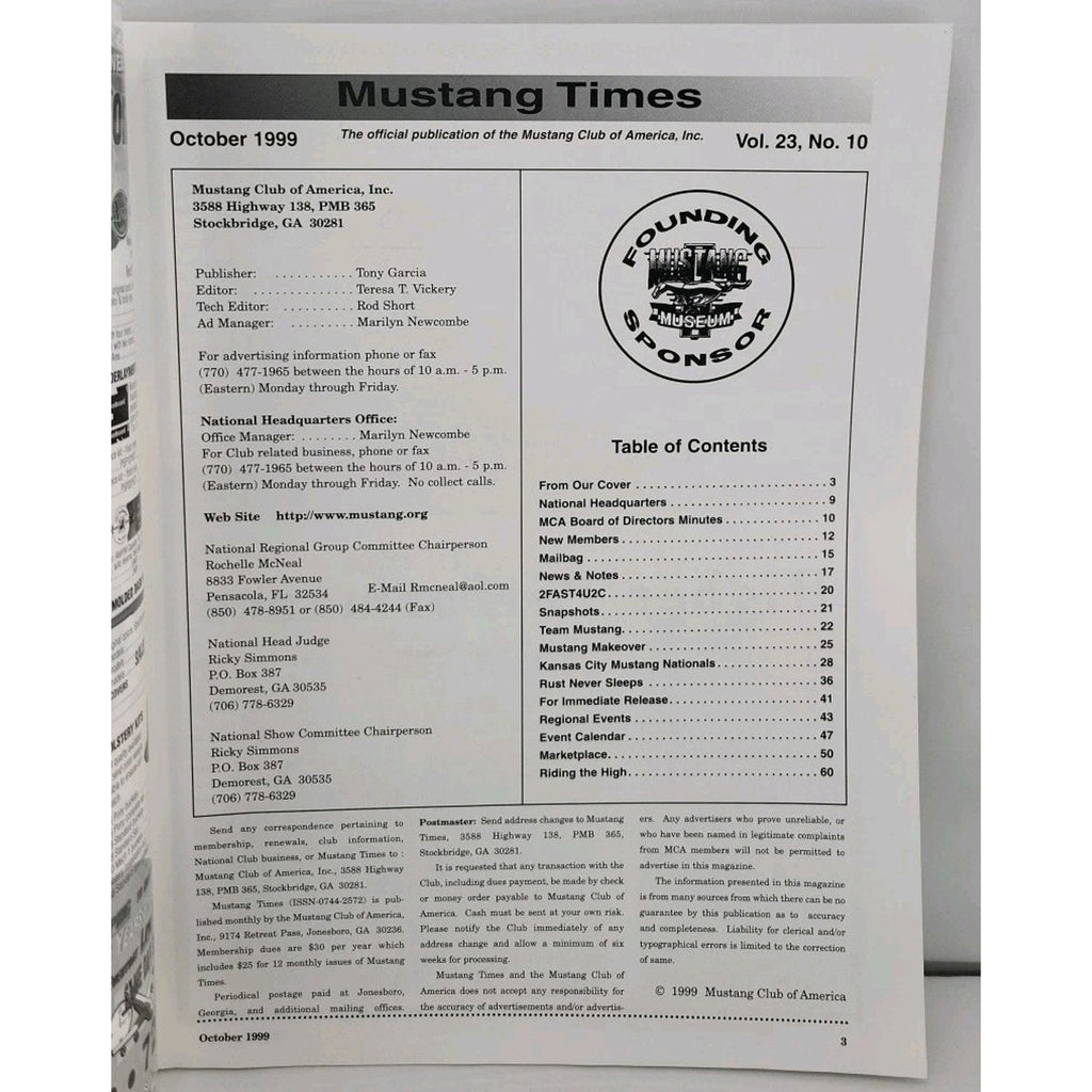 Mustang Times Magazine - October 1999 - Vol. 23 No. 10