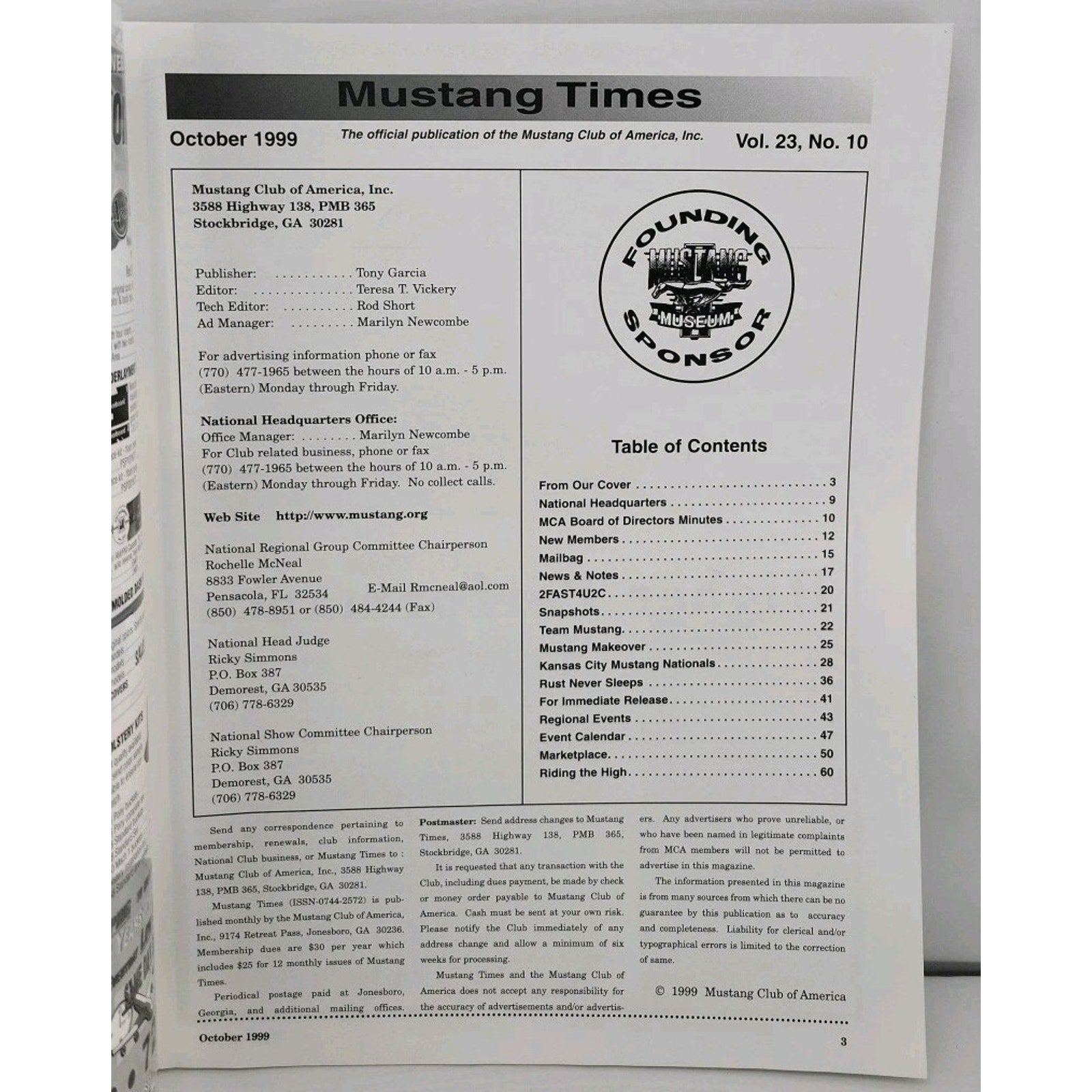 Mustang Times Magazine - October 1999 - Vol. 23 No. 10