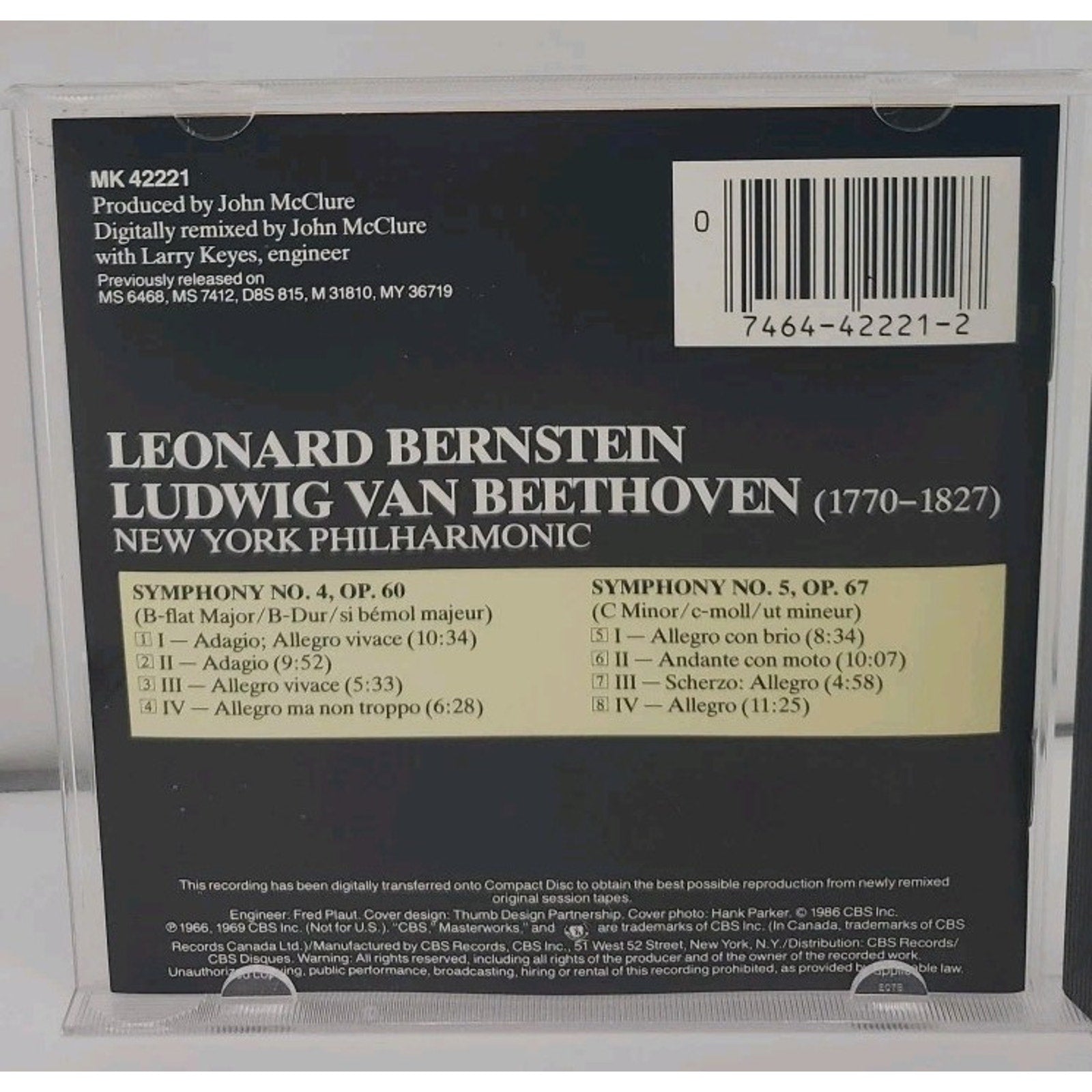 Beethoven: Symphonies Nos. 4 & 5 (CD, CBS Records)
