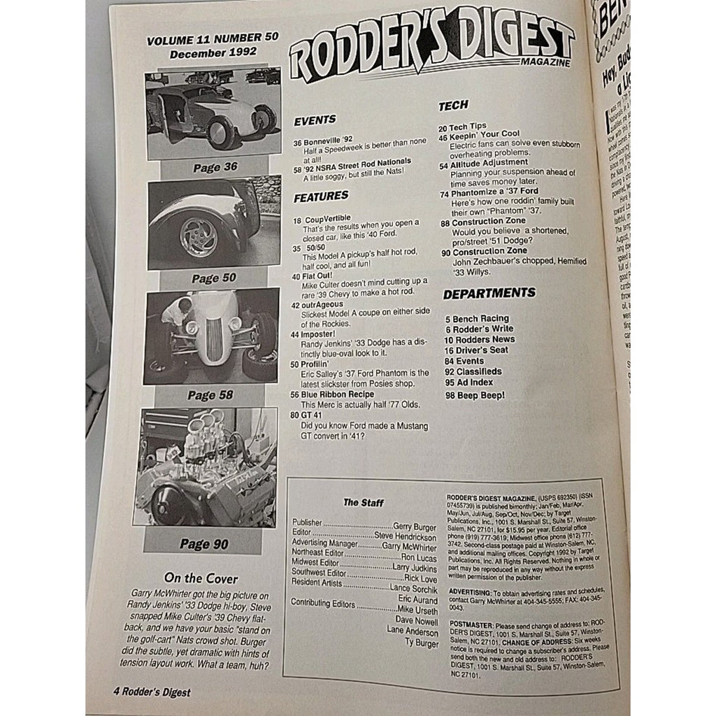 Rodder's Digest Magazine December 1992 Volume 11 Number 50
