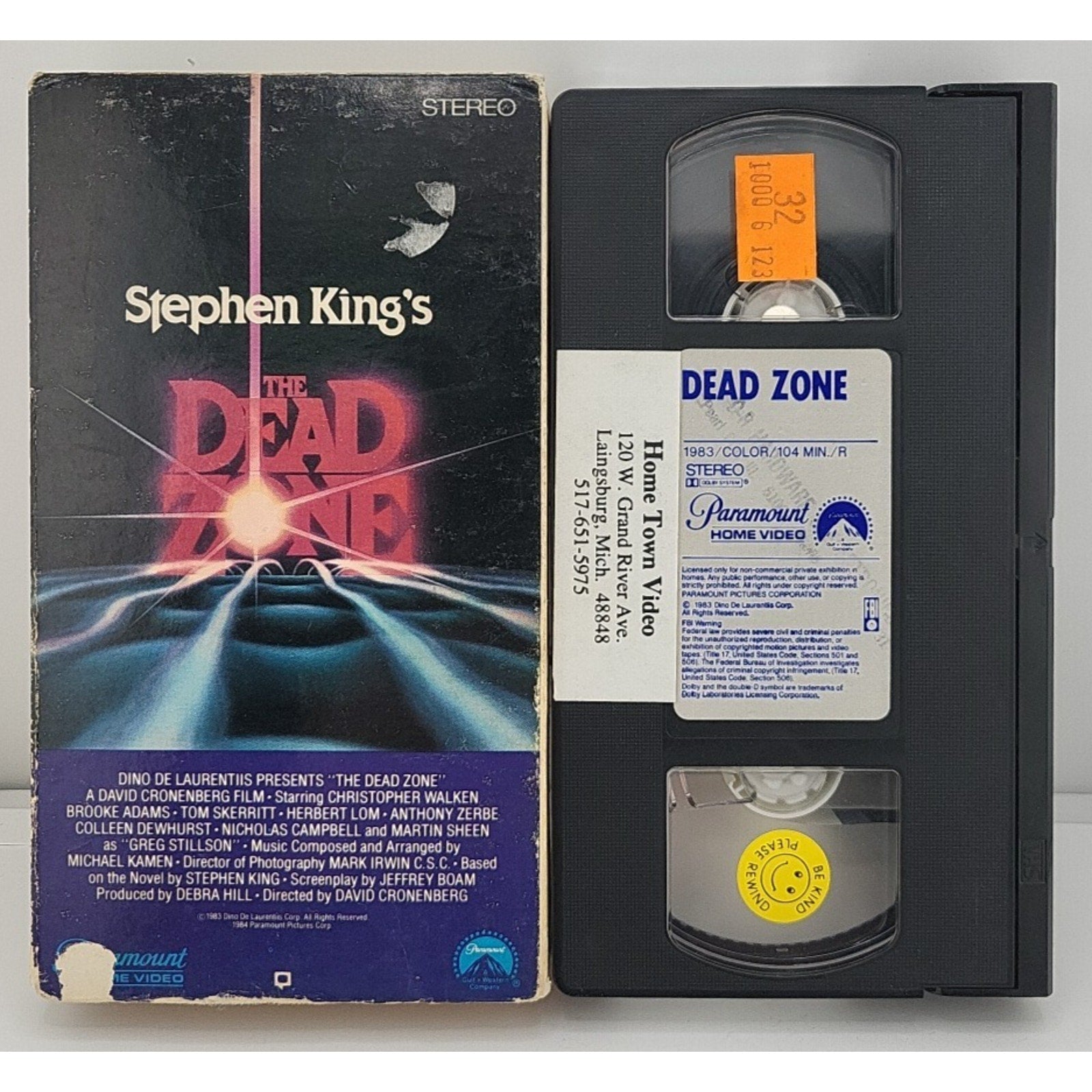 Stephen King's The Dead Zone VHS 1983 NTSC R Horror Thriller Full Screen Walken