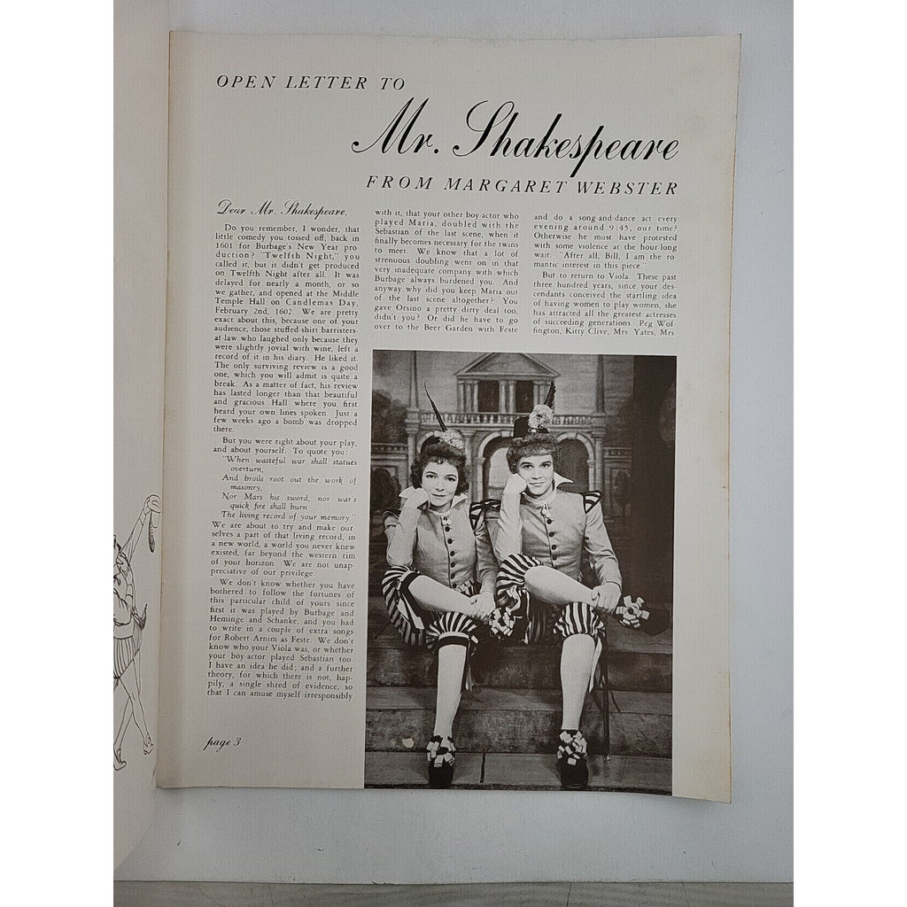 1930s-40s Helen Hayes in Twelfth Night Theater Program