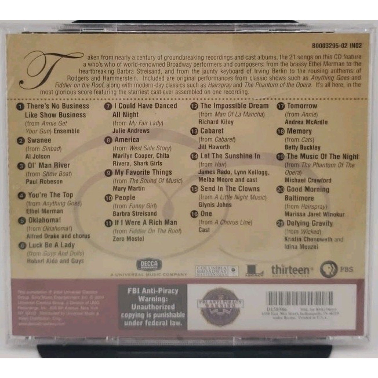 Best of Broadway: the American Musical by Various (CD, 2004) *Brand New*