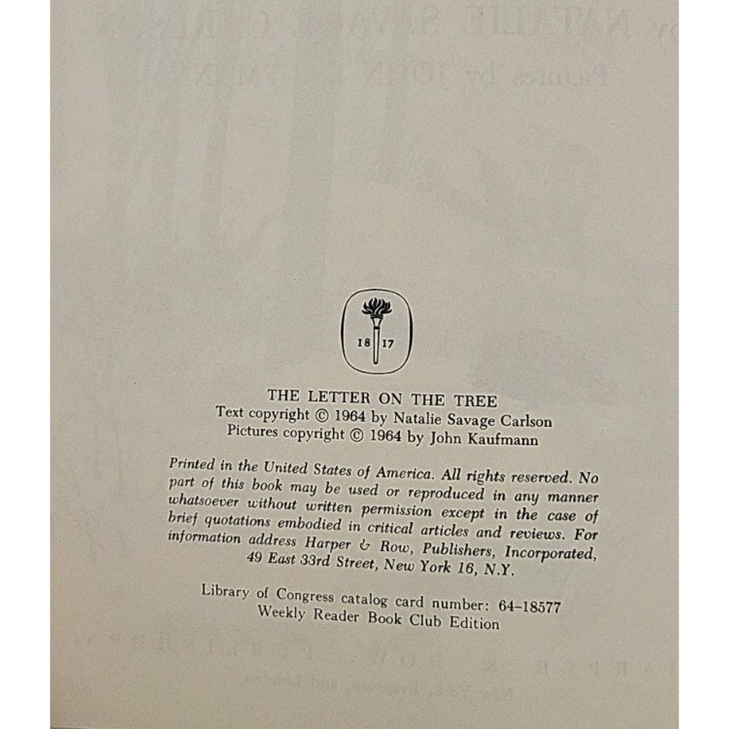 The Letter On The Tree - Natalie Savage Carlson (Hardcover, 1964)