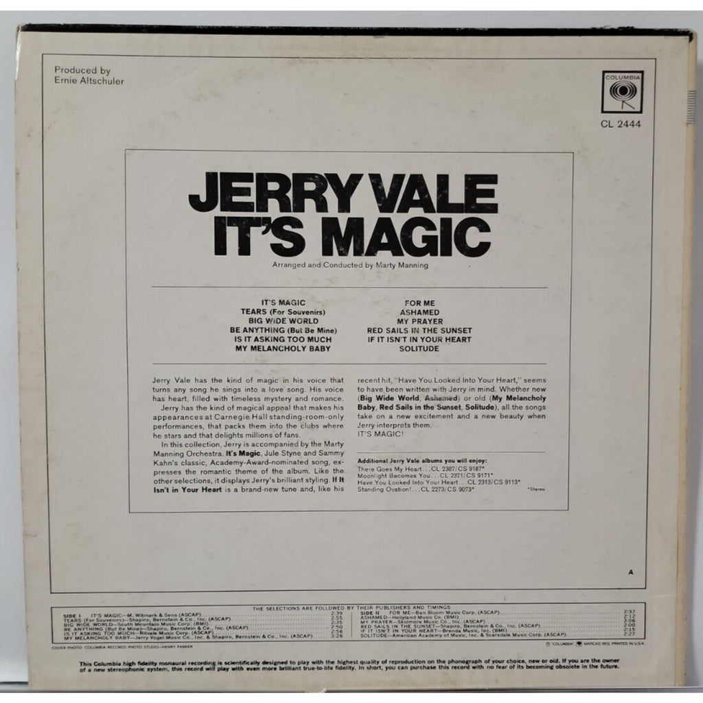 Jerry Vale – It's Magic (Vinyl)