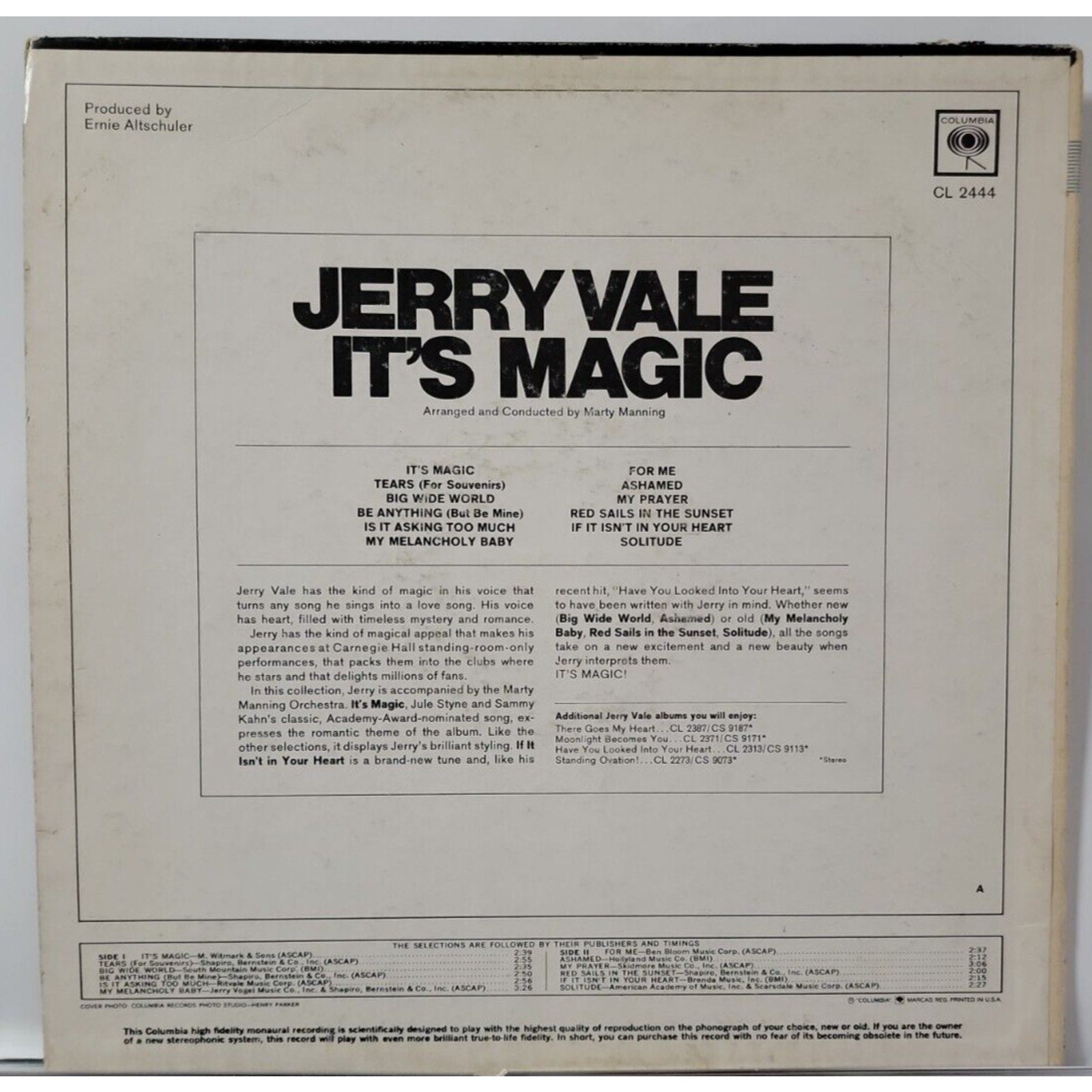 Jerry Vale – It's Magic (Vinyl)