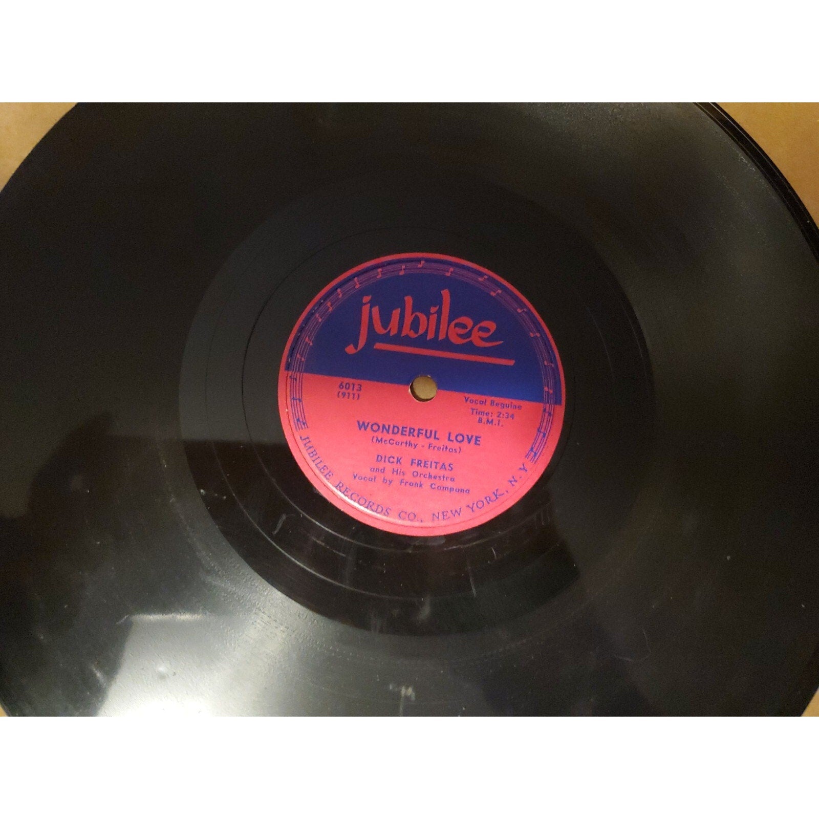PROMO Jubilee 78 RPM Dick Freitas - Fiddlesticks / Wonderful Love 6013 (Record)