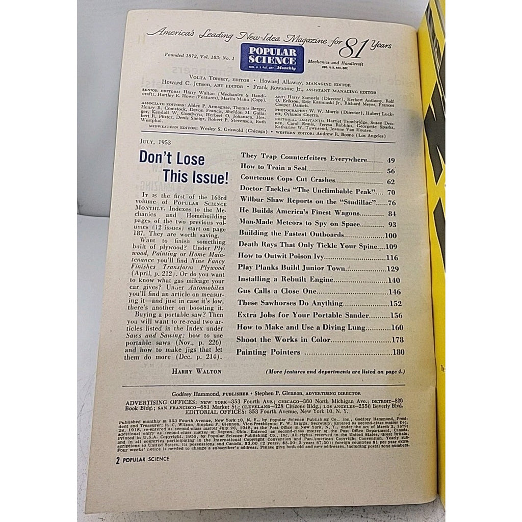 Popular Science Monthly - July 1953 - Mechanics-Autos-Homebuilding - Vol.163...