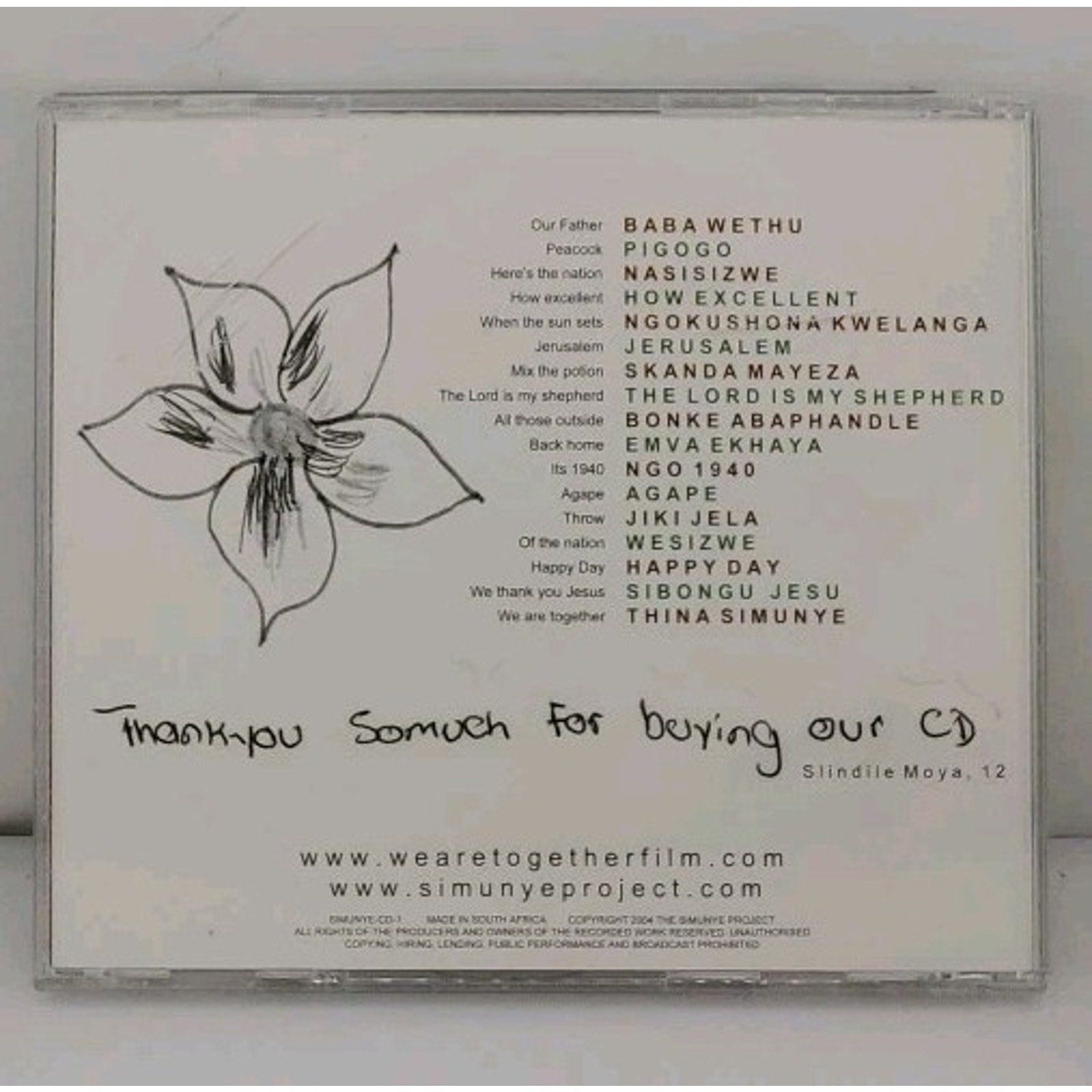 Thina Simunye We Are Together Traditional Zulu Songs Of The Children Of Agape CD