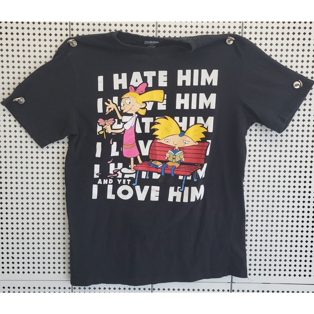 Nickelodeon Hey Arnold Black Tee Shirt Unisex Medium Cotton/polyester