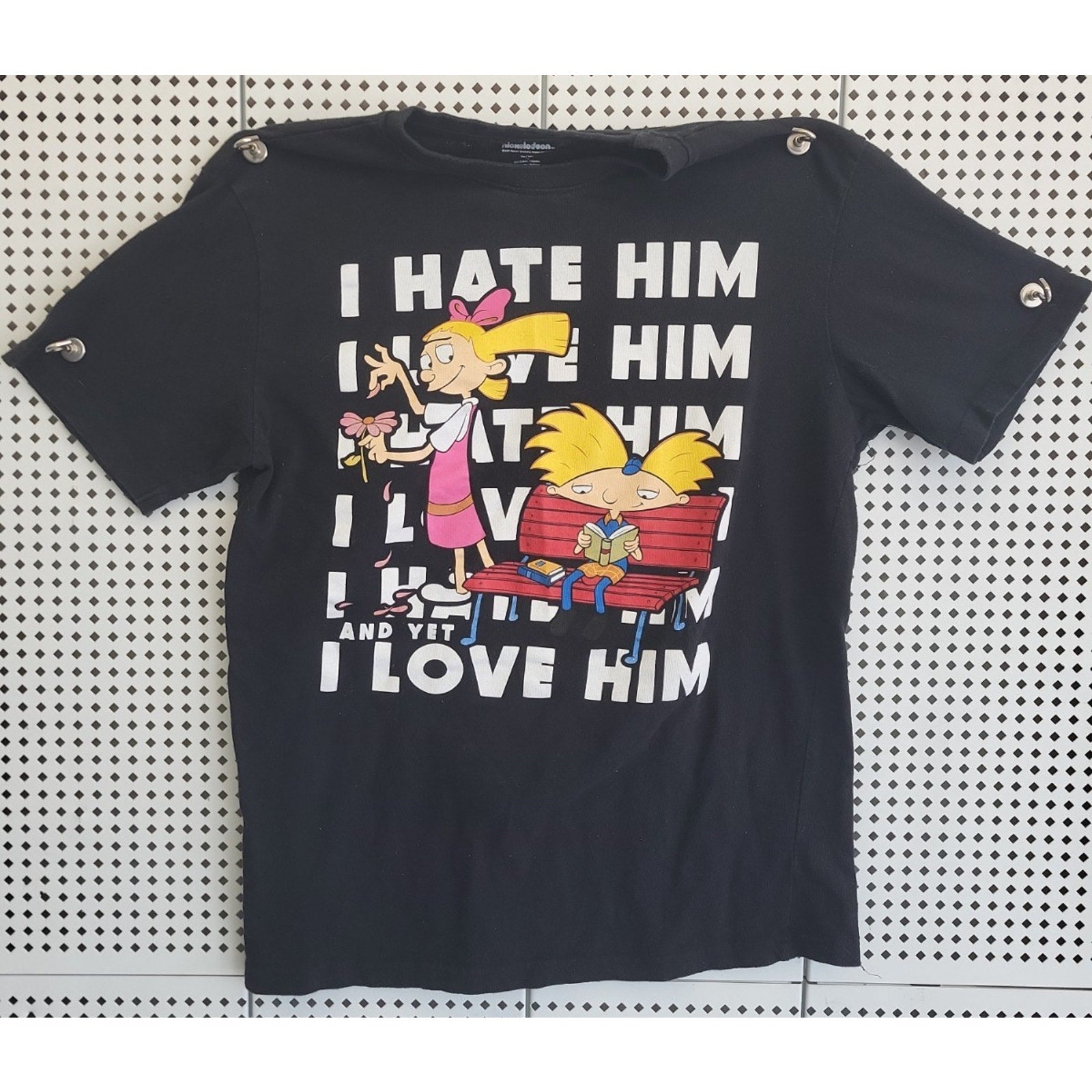 Nickelodeon Hey Arnold Black Tee Shirt Unisex Medium Cotton/polyester