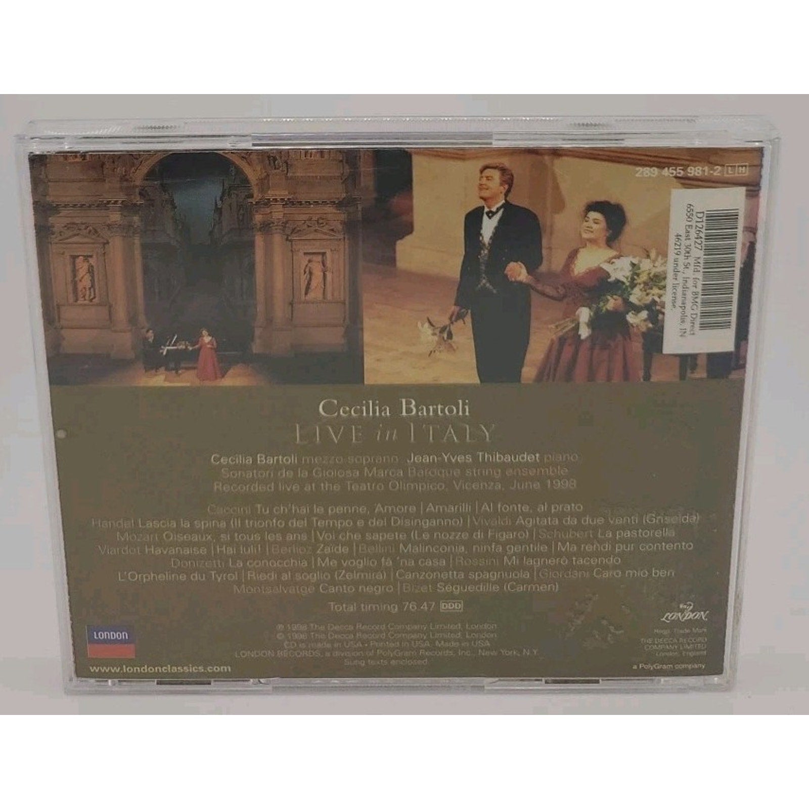 Live in Italy by Bartoli, Cecilia / Thibaudet / Sonatori De Gioiosa (CD, 1998)