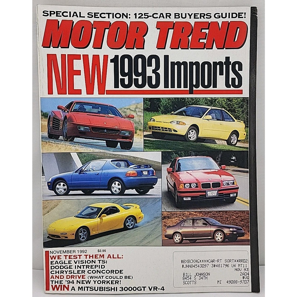 Motor Trend Magazine - November 1992 - Volume 44 Number 11