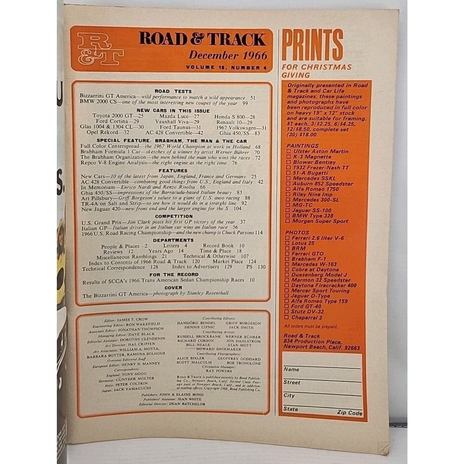 Road And Track Magazine - December 1966 - Volume 18 Number 4