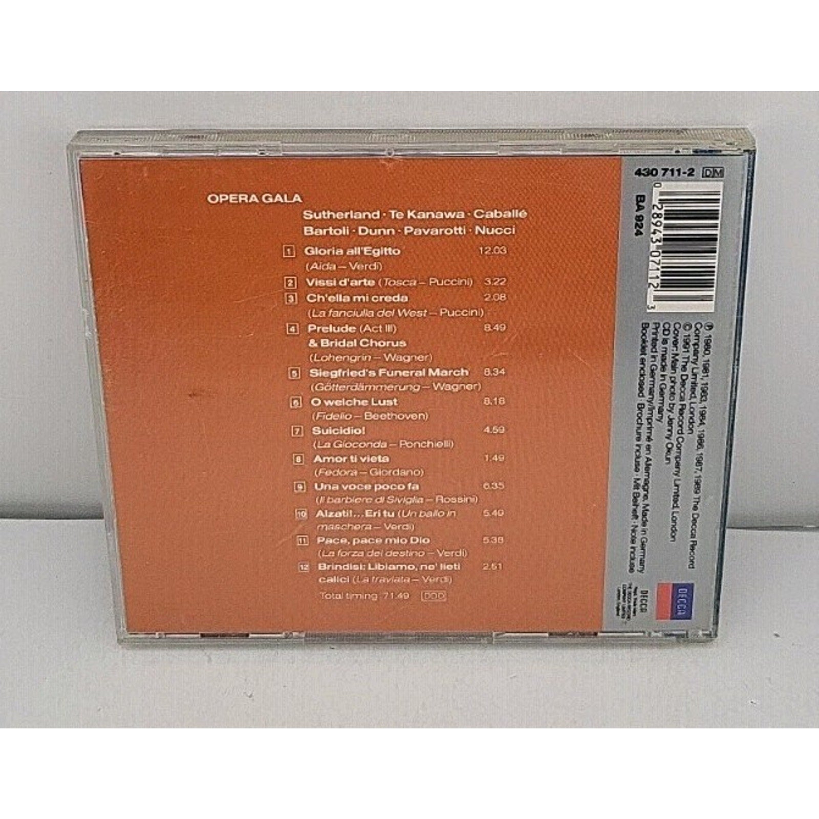Opera Gala - Sutherland; Te Kanawa; Pavarotti, (CD London Records)