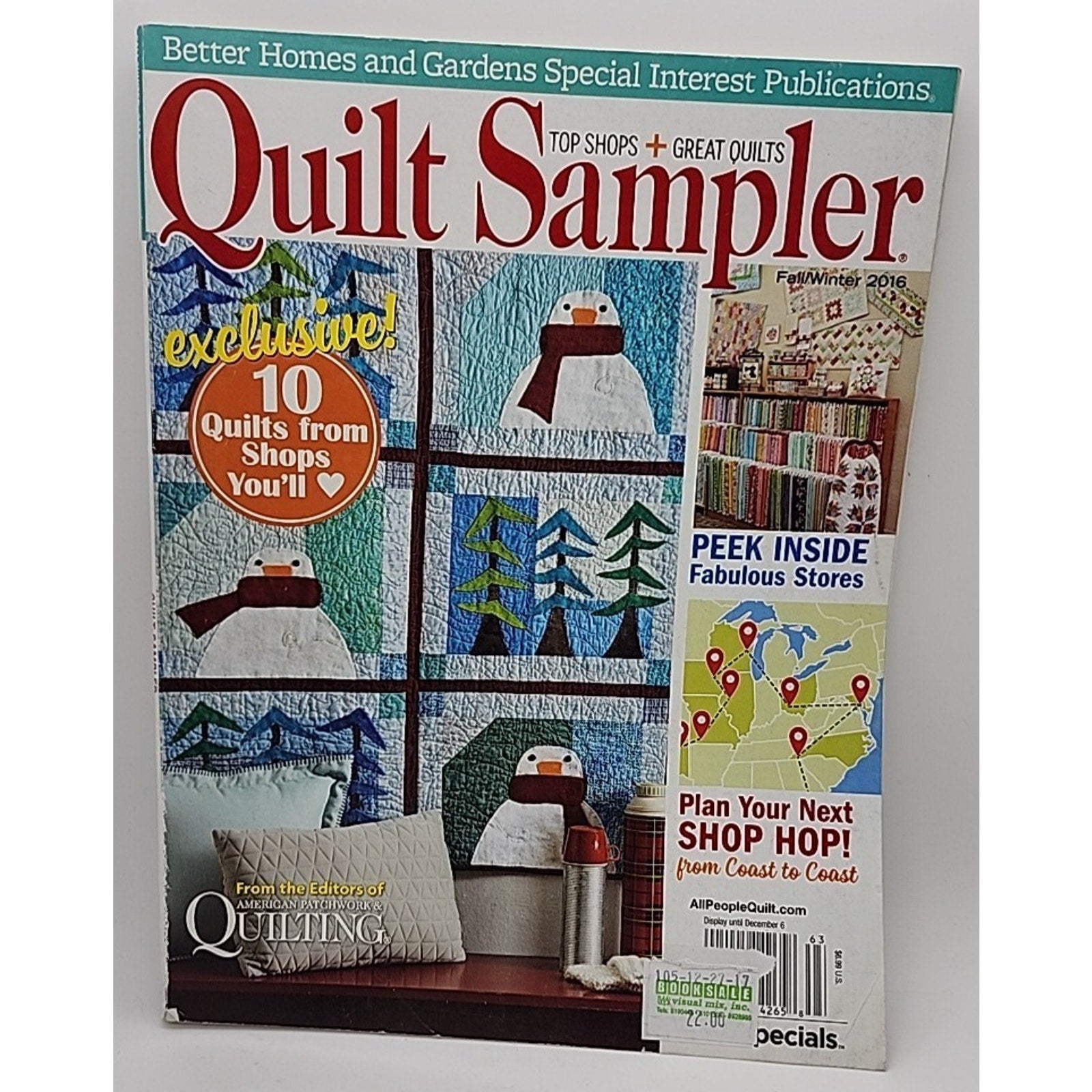Better Homes and Gardens Quilt Sampler Magazine Fall/Winter 2016 Issue Top Shops