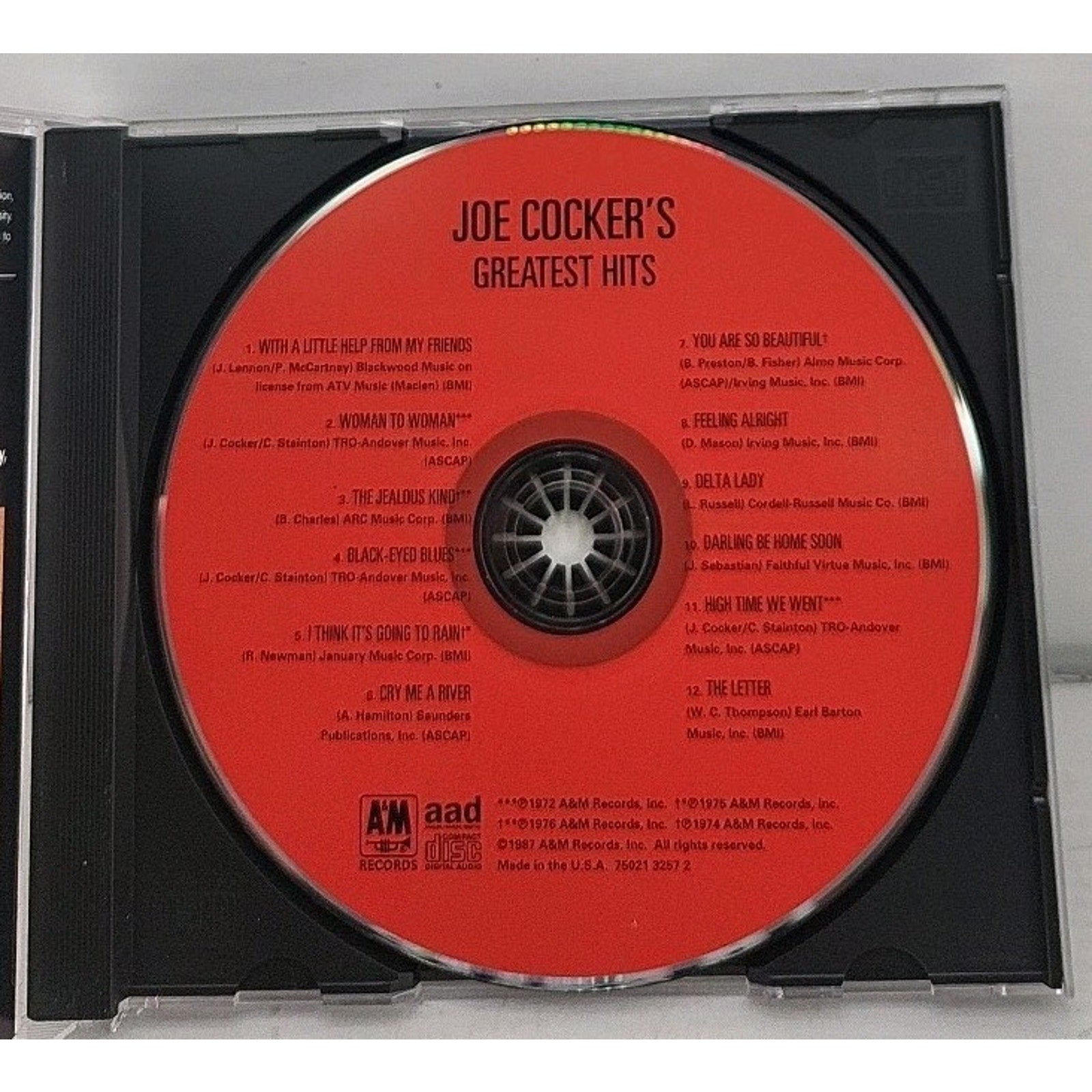 Joe Cocker's Greatest Hits by Joe Cocker (CD, Oct-1987, A&M Records)