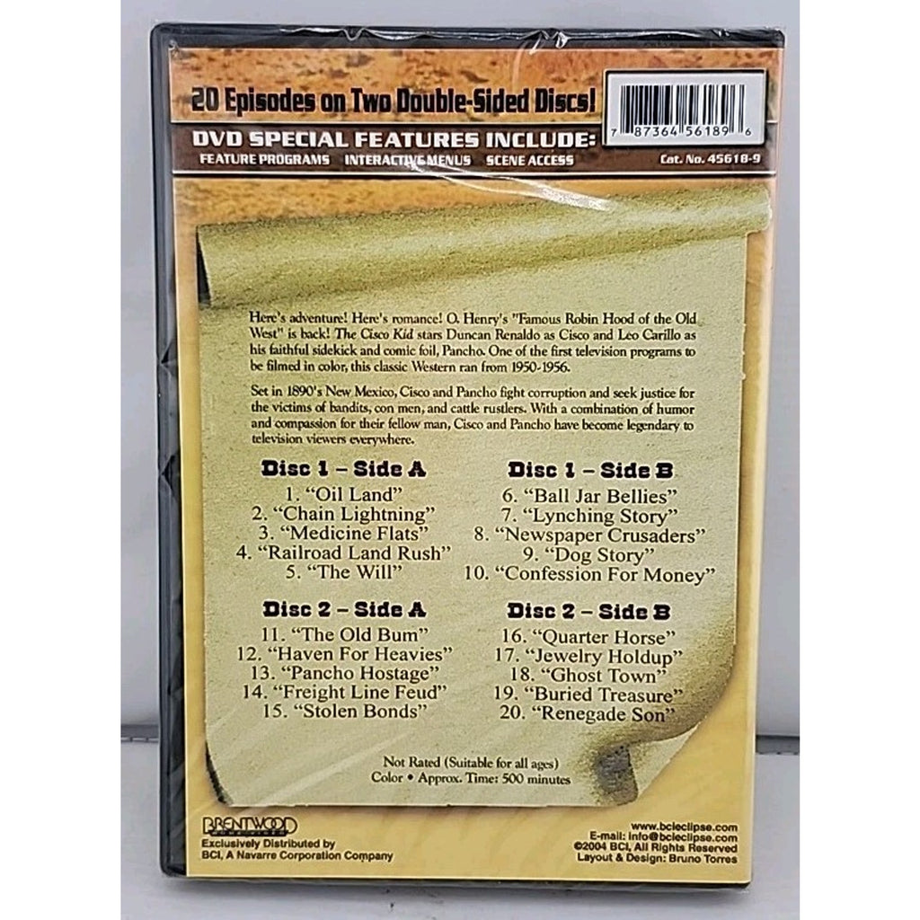 The Cisco Kid - 20 Episodes (DVD, 2004, 2-Disc Set) *Brand New*