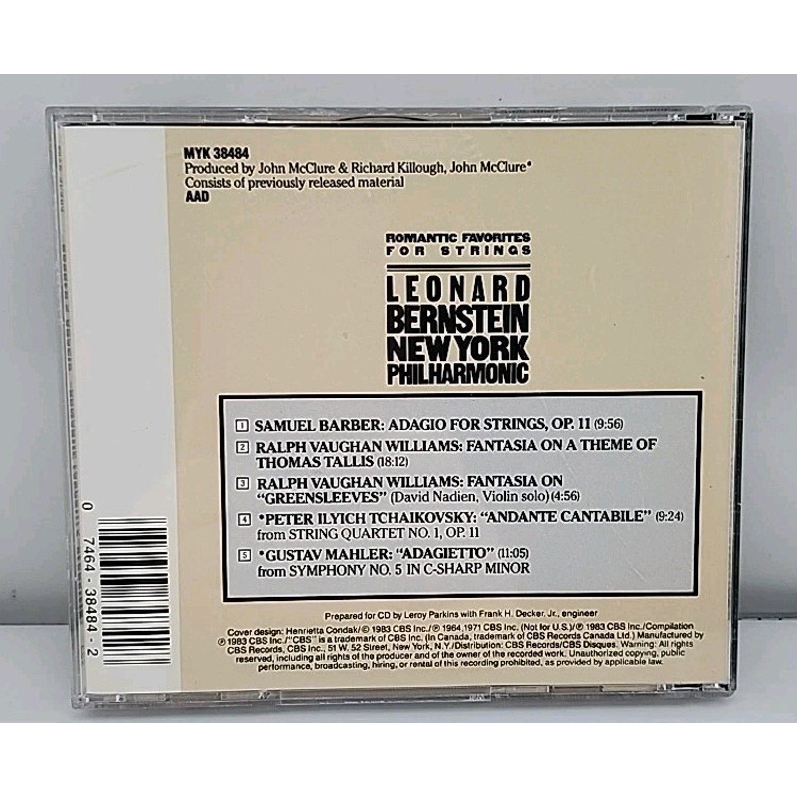 Adagio & Other Romantic Favorites for Strings by Leonard Bernstein (CD, 1990)
