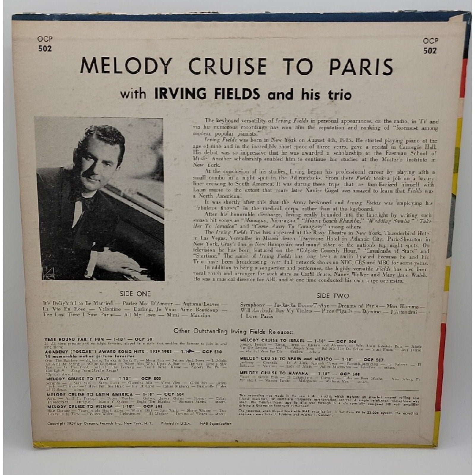 Melody Cruise To Paris Irving Fields Record