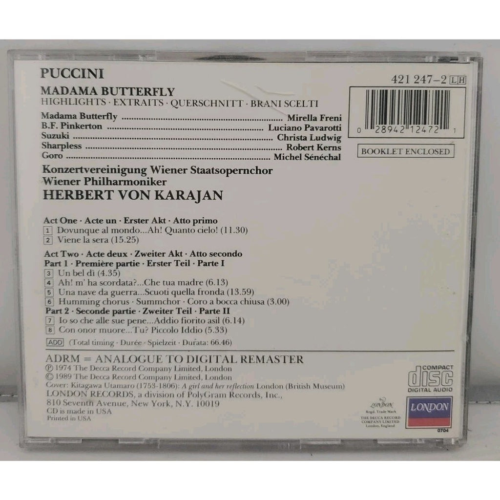 Madama Butterfly Hts by Herbert von Karajan (CD, 1990)
