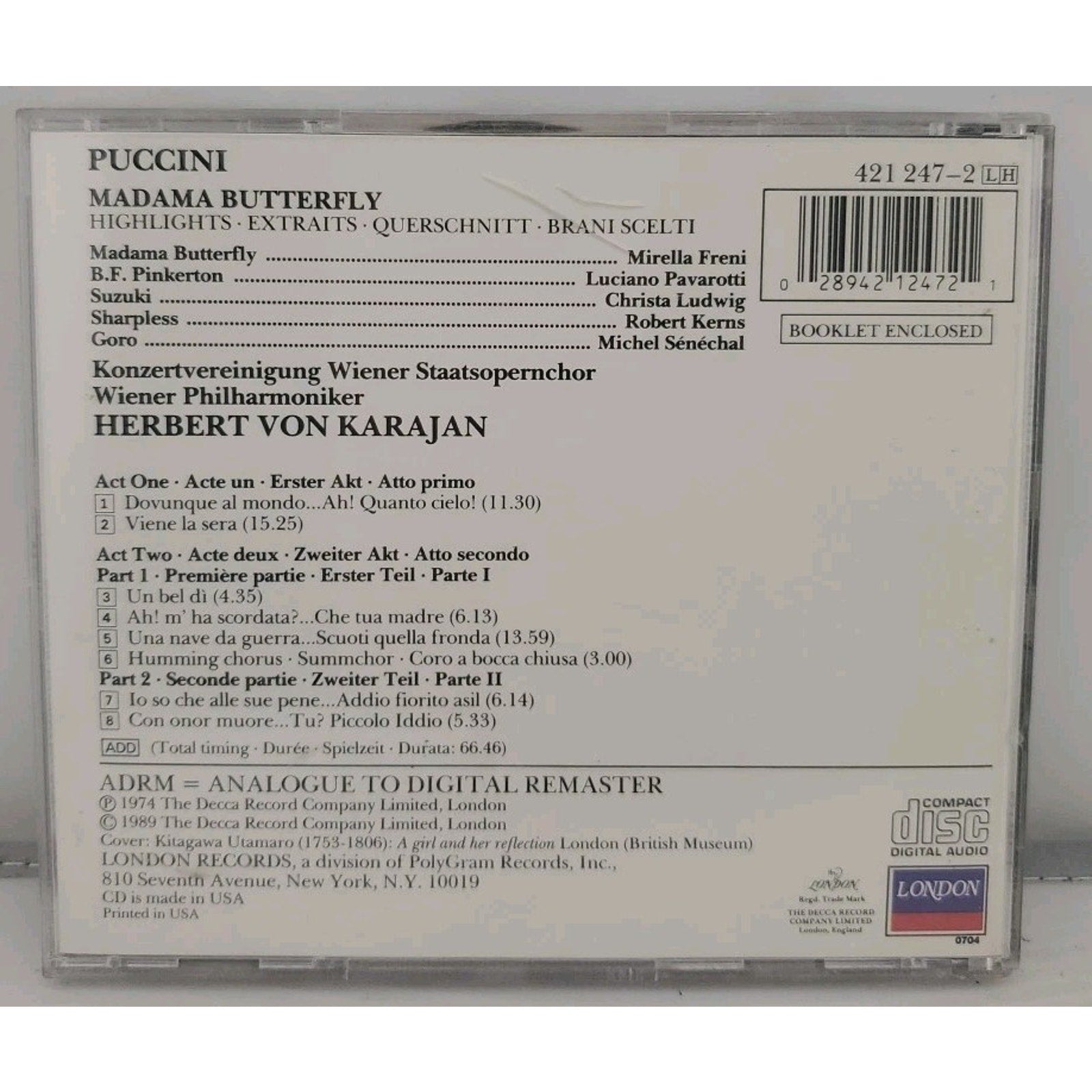 Madama Butterfly Hts by Herbert von Karajan (CD, 1990)