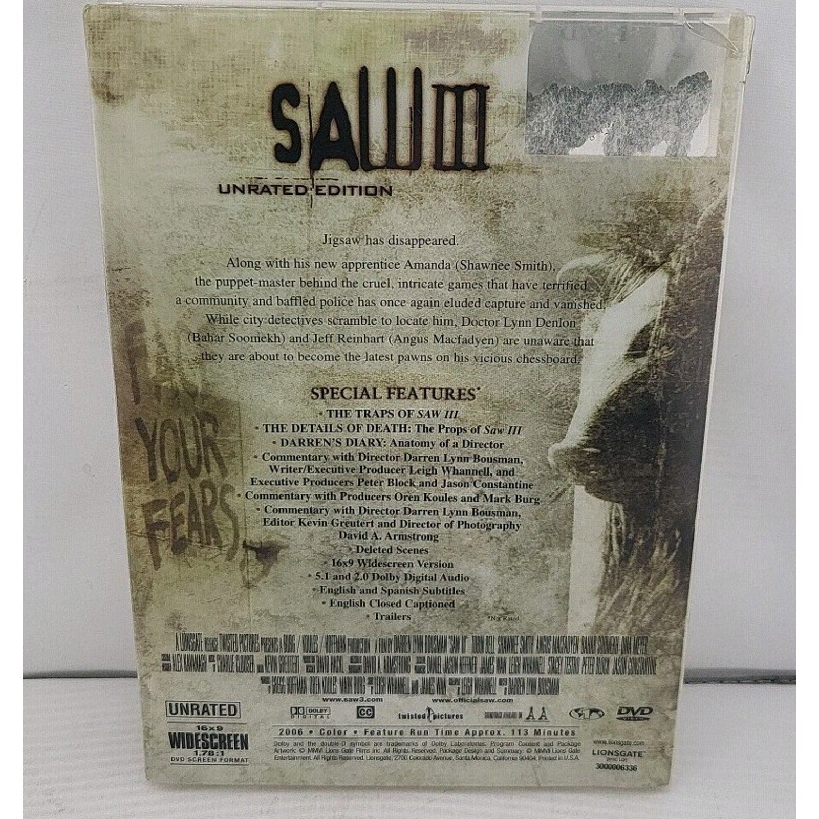 Saw III (DVD, 2007, Unrated Widescreen)