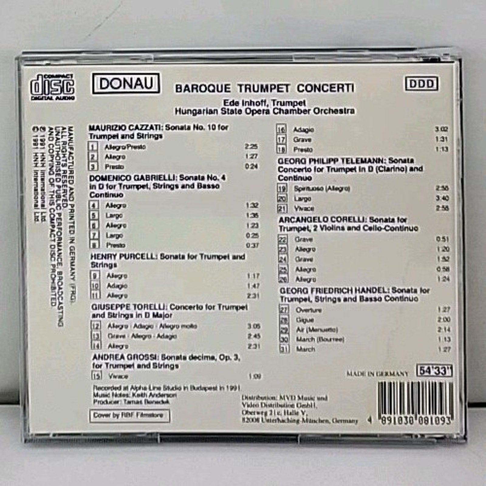 Baroque Trumpet Concerti Hungarian State Opera Chamber Orchestra CD Classical
