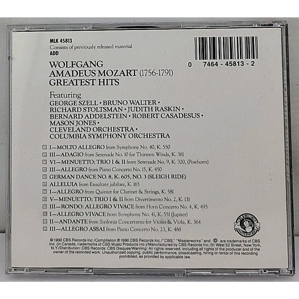 More Mozart Greatest Hits Classical Music CD Album