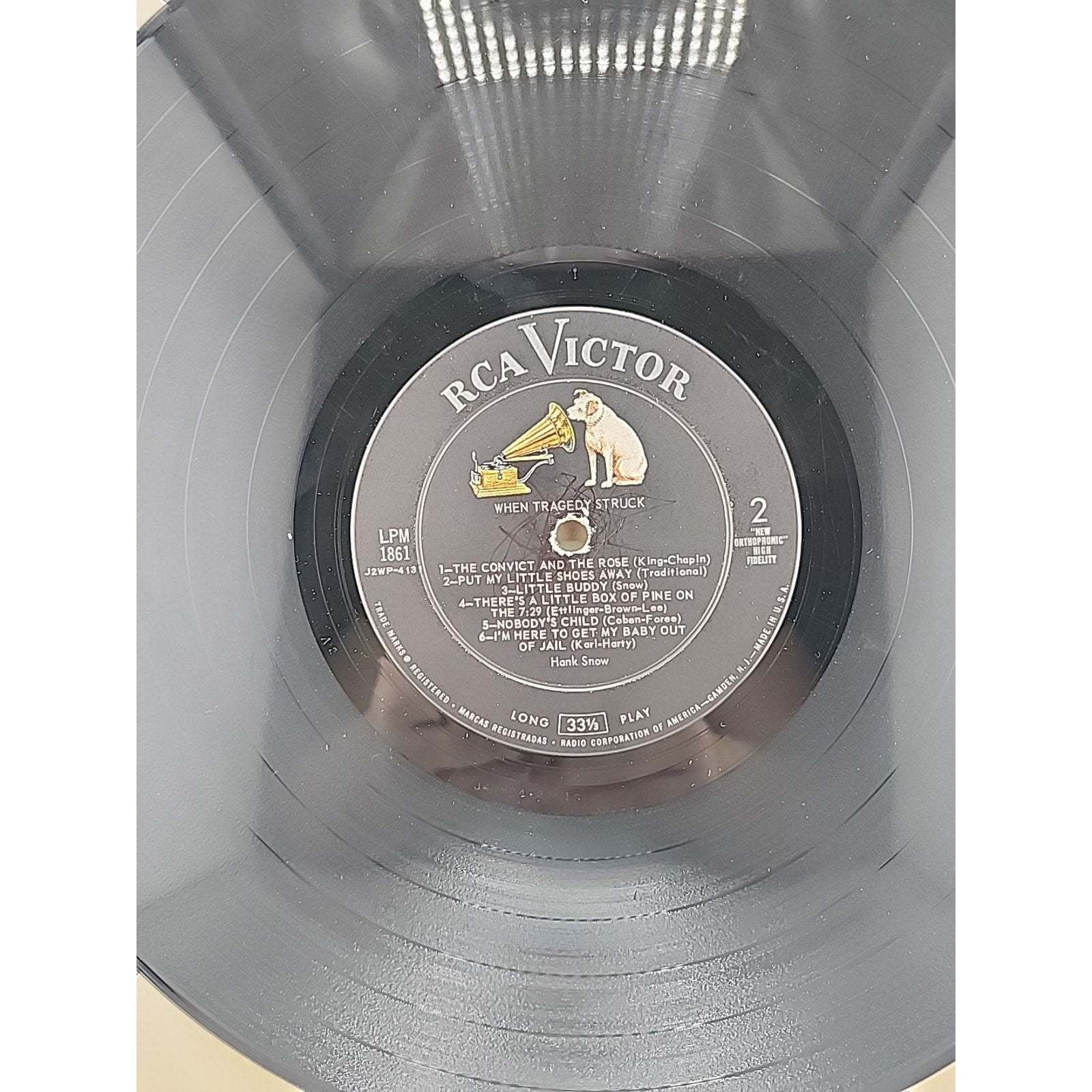 1957 Hank Snow When Tragedy Struck Mono LP RCA Victor LPM 1861 Country