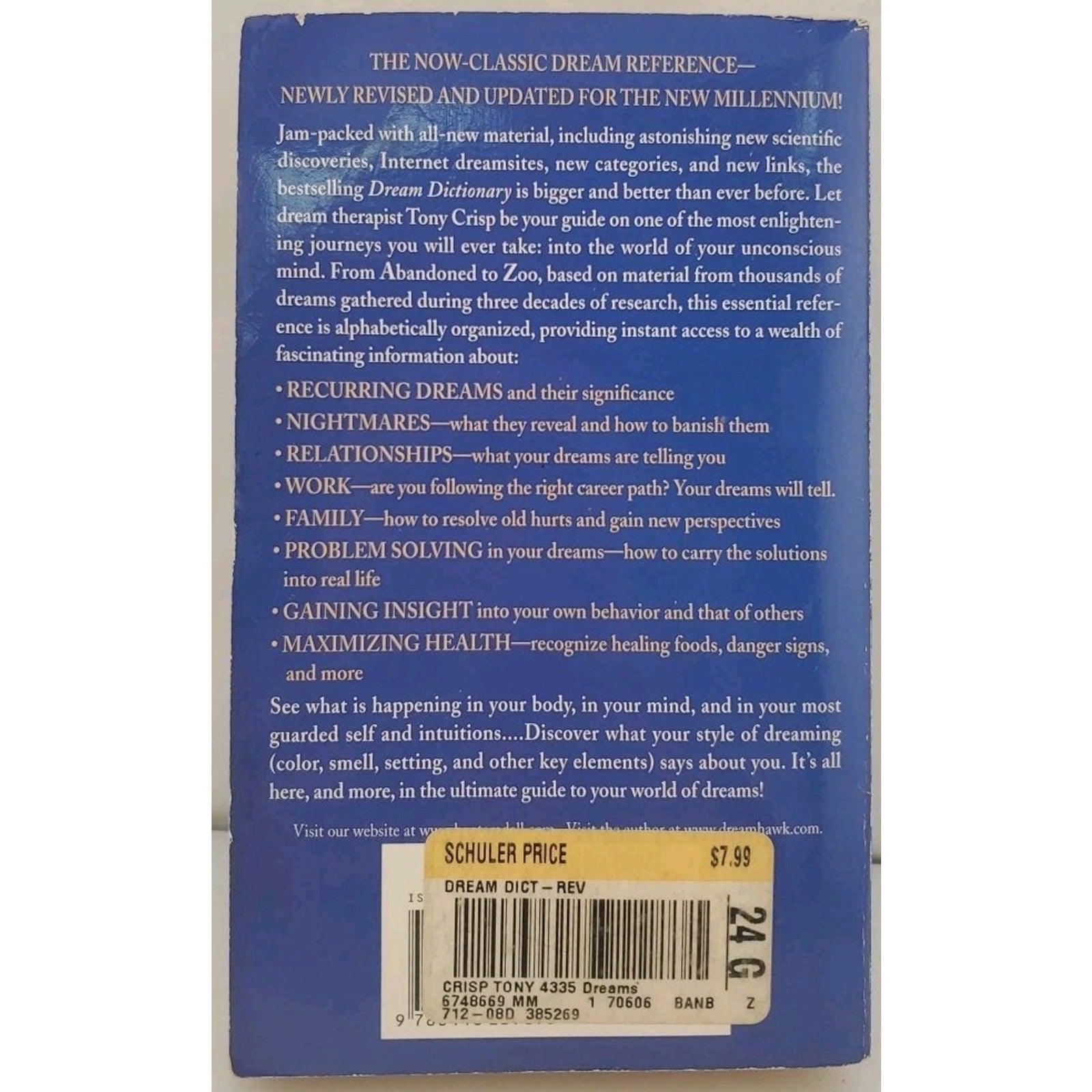 Dream Dictionary: An A-to-Z Guide to Under- Tony Crisp, Paperback