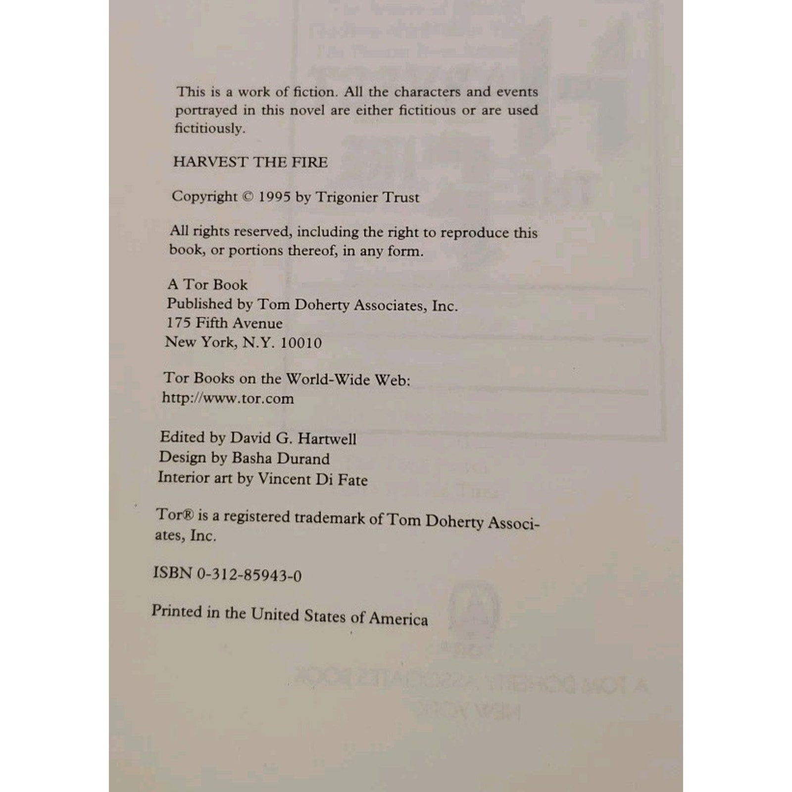 Harvest the Fire by Paul Anderson (1995, Hardcover)