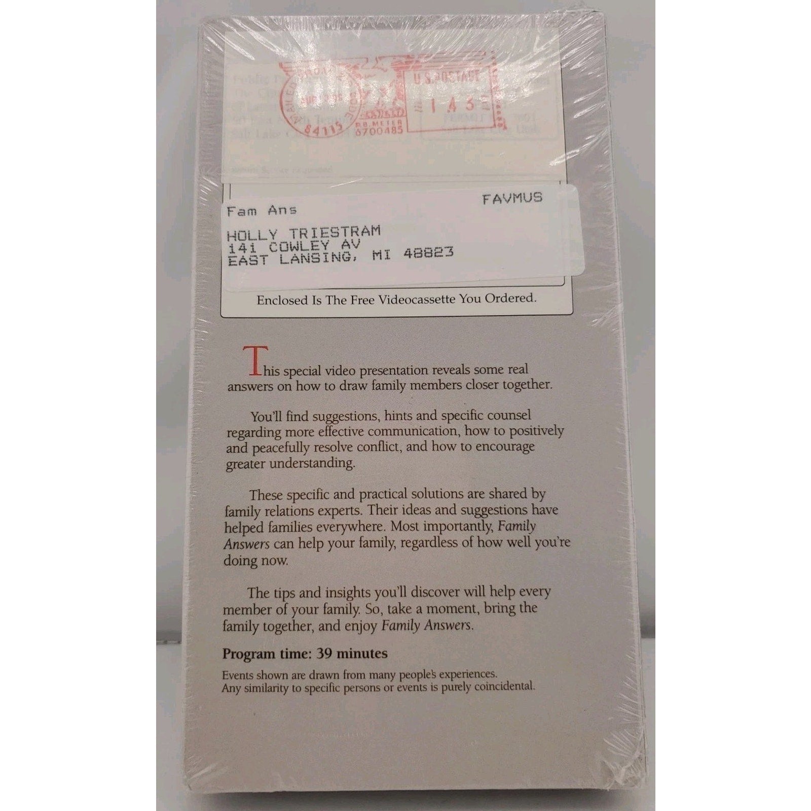 Family Answers For a More Loving Family (VHS) *Brand New*