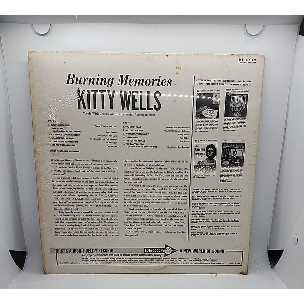 Kitty Wells Burning Memories (Record)
