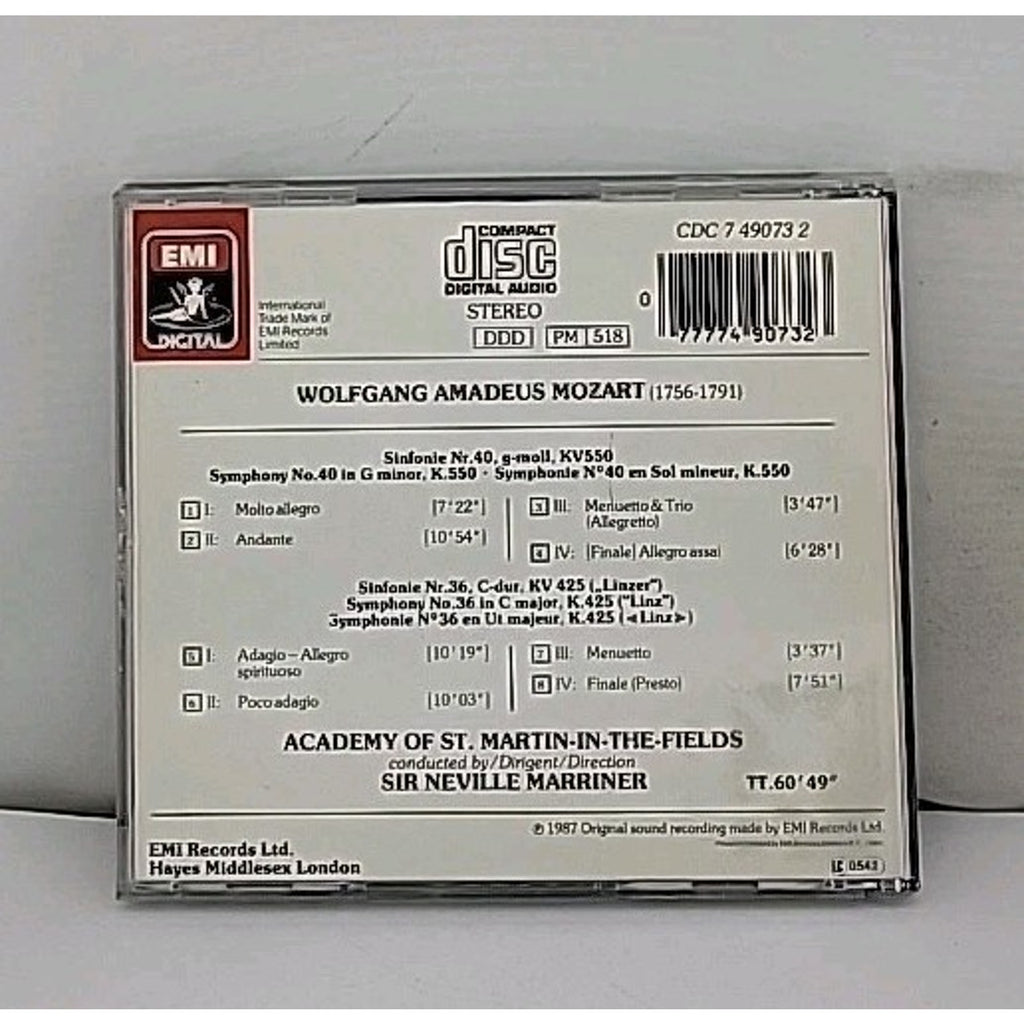 Mozart: Symphony no 36 & 40 /Sir Neville Marriner, ASMF (CD, EMI Angel (USA))