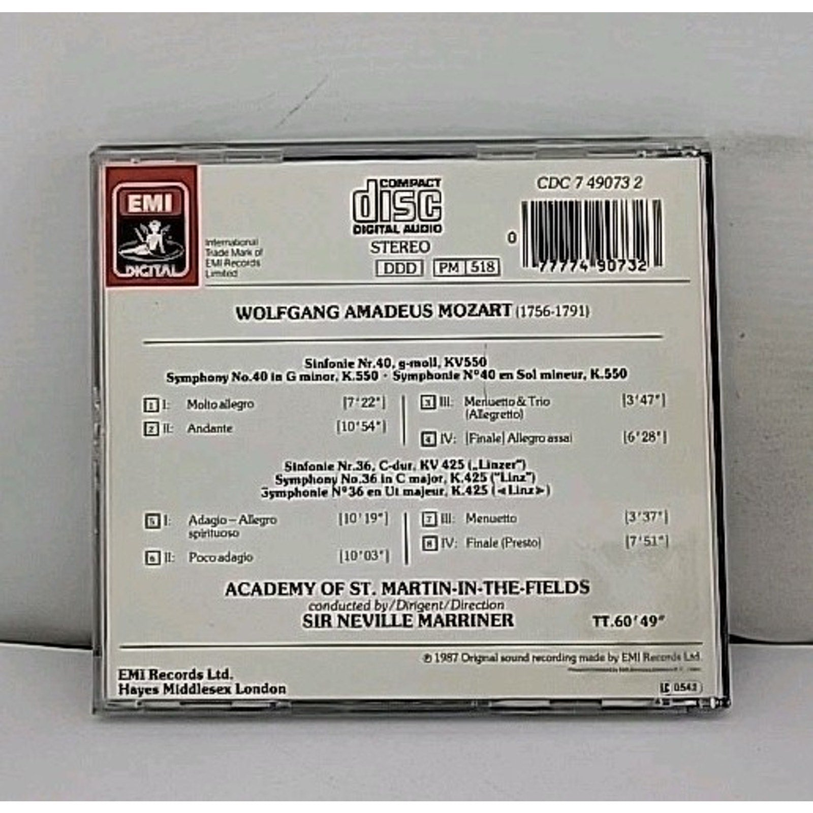 Mozart: Symphony no 36 & 40 /Sir Neville Marriner, ASMF (CD, EMI Angel (USA))