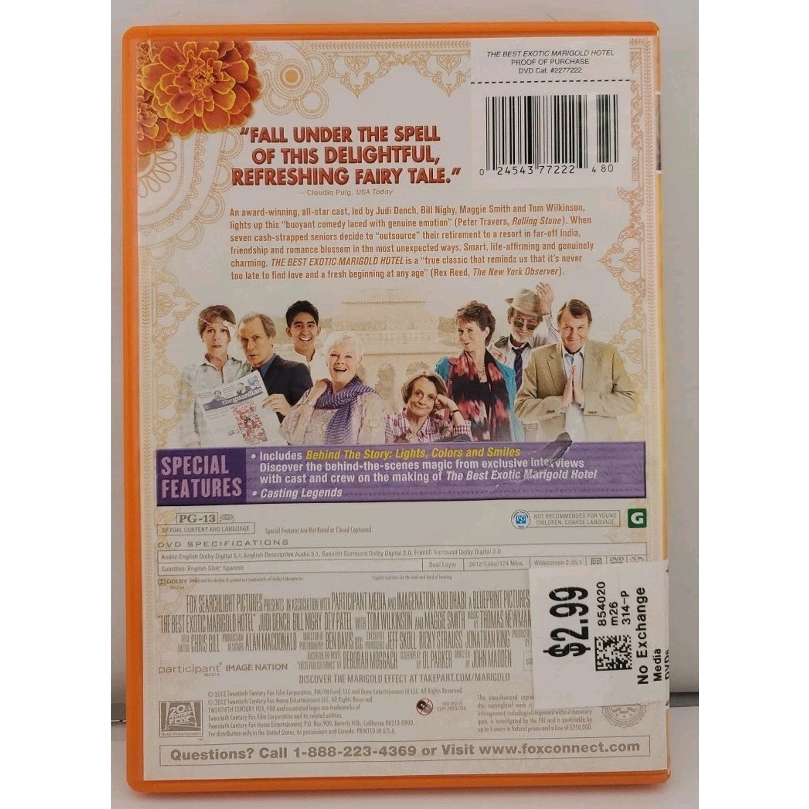 The Best Exotic Marigold Hotel (DVD, 2012)