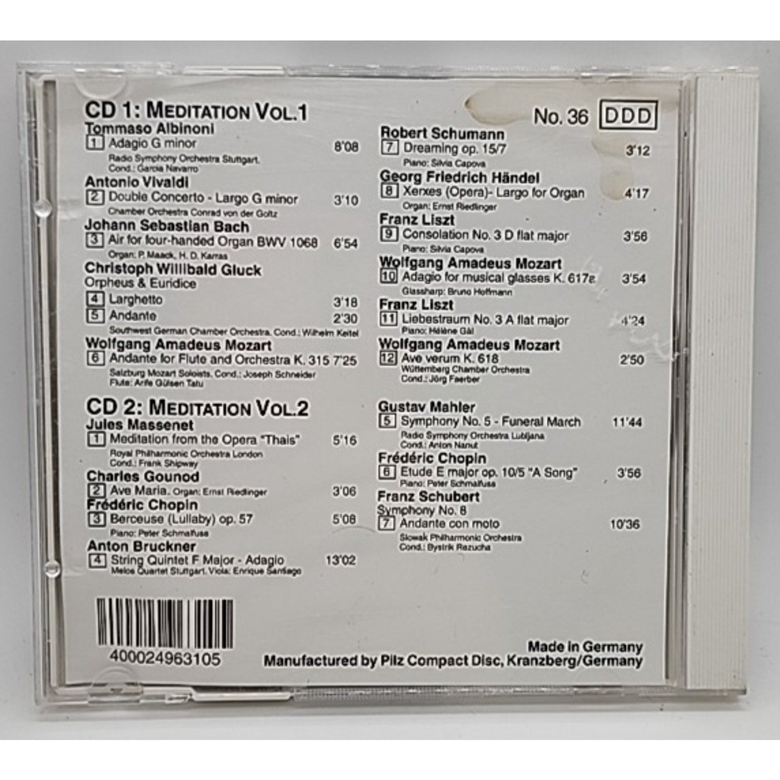 Music for Meditation Vol 1 & 2 (CD, 1992, Pilz / Mediaphon) Vienna Master Series